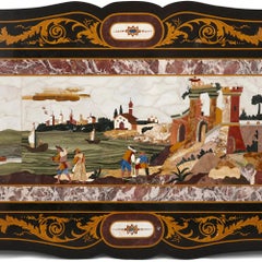 Antique Italian Tabletop with Pietra Dura Scene
