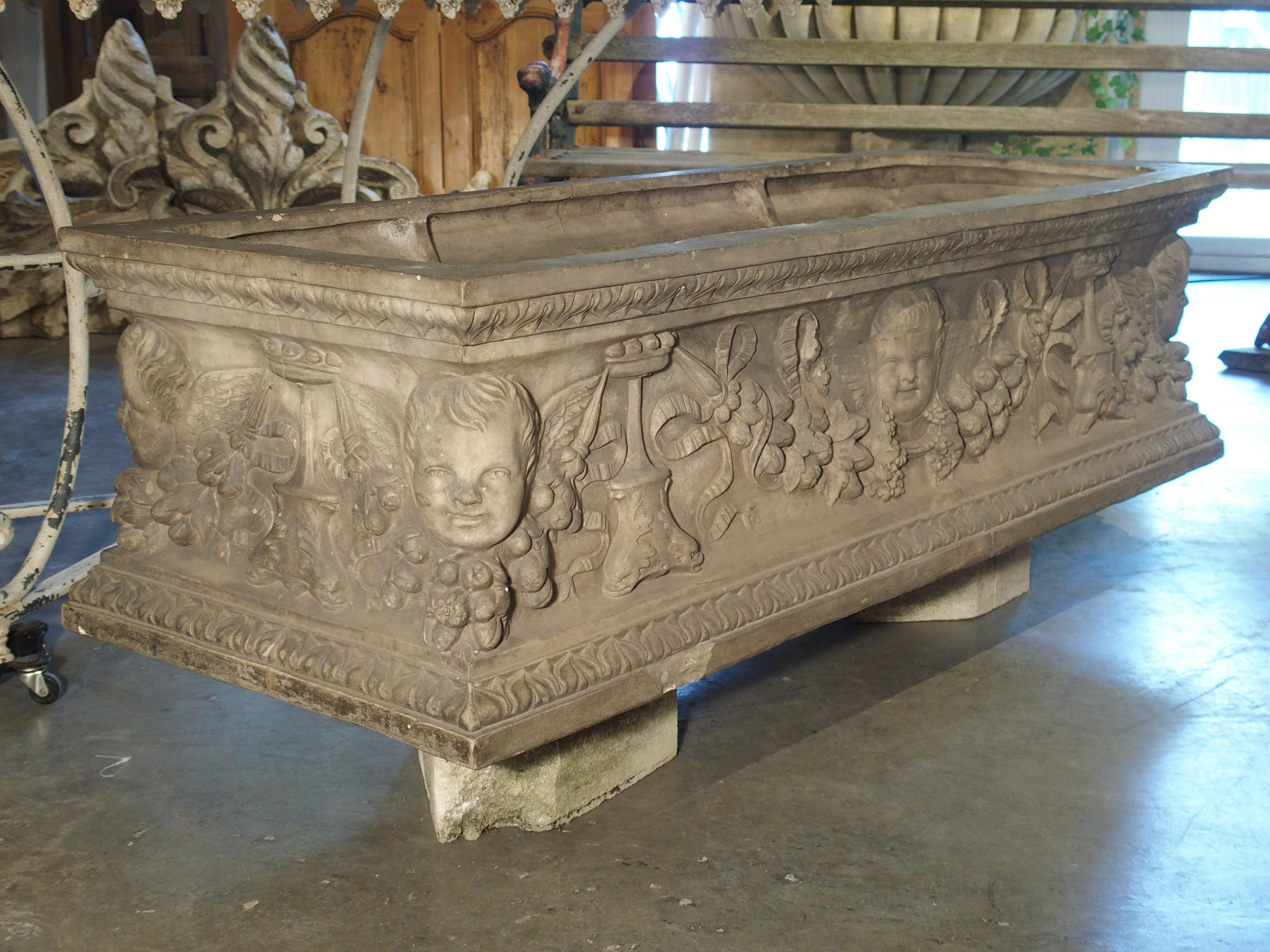 Antique Italian Terracotta Planter with Winged Cherubs and Garlands 8