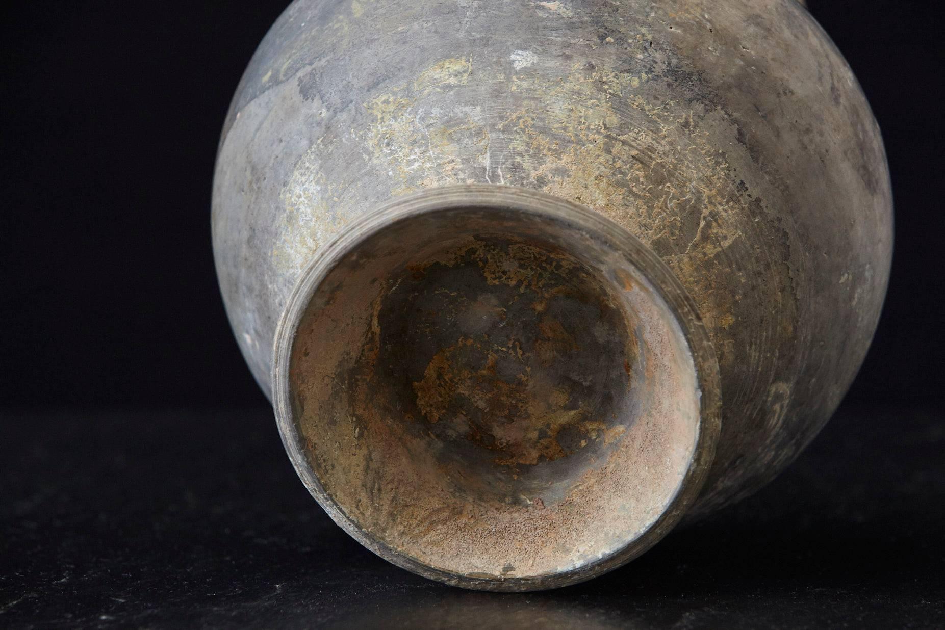 Antique Italian Terra Cotta Vase with Bottle Shape in Dark Grey 1