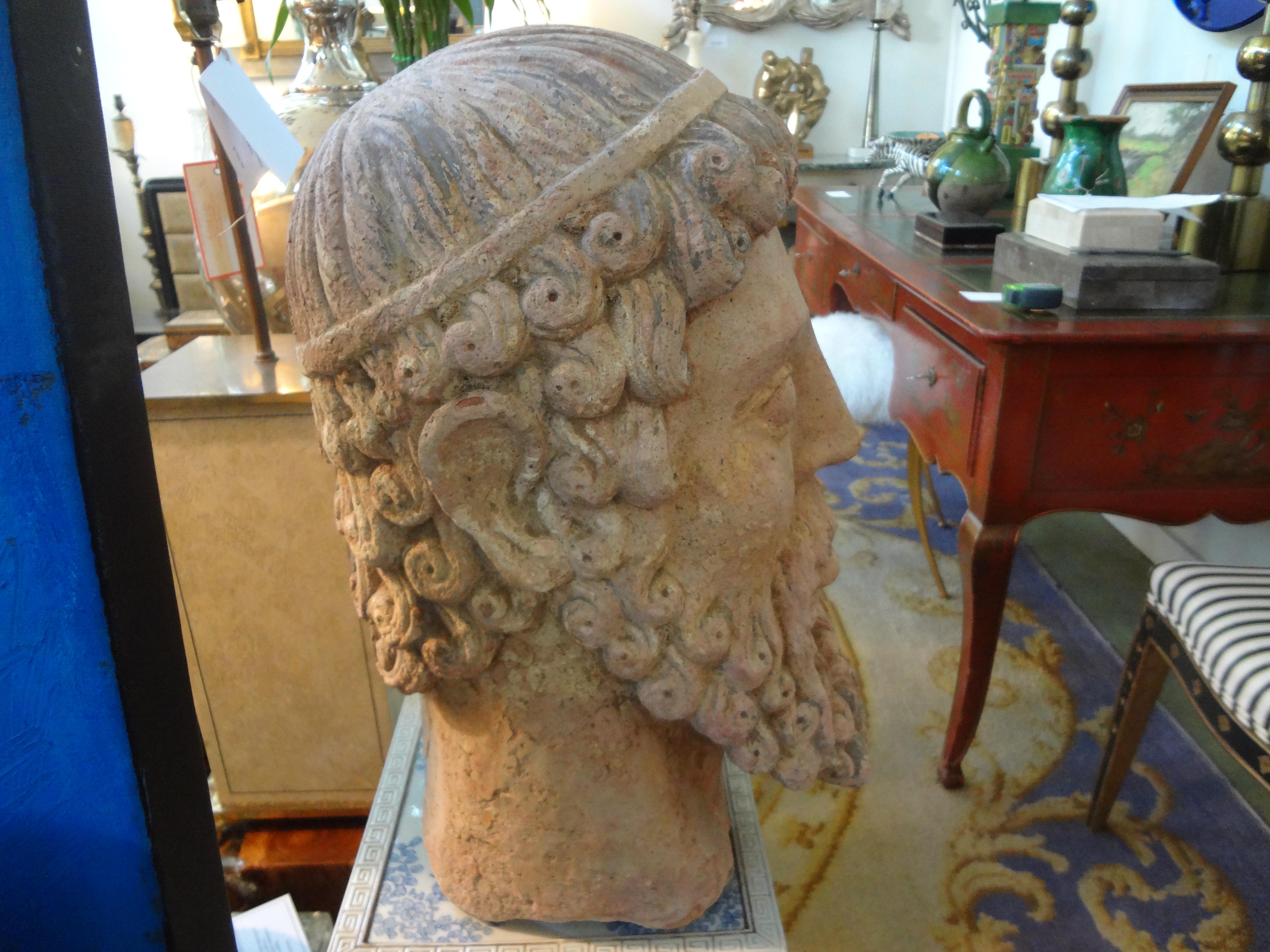 Antique Italian Terracotta Bust of a Greco Roman For Sale 1