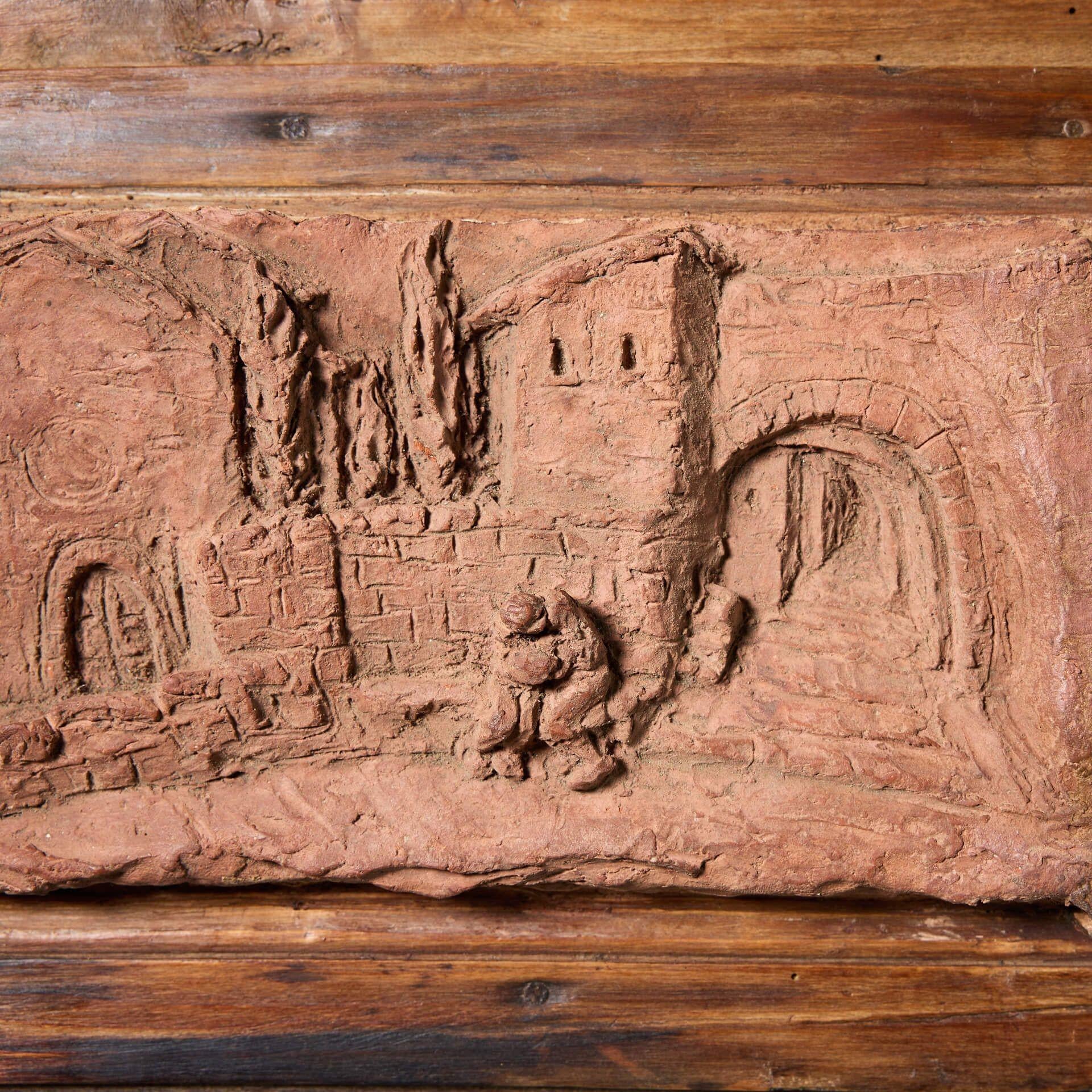 Hand-Carved Antique Italian Terracotta Panoramic Wall Art c.1880 For Sale