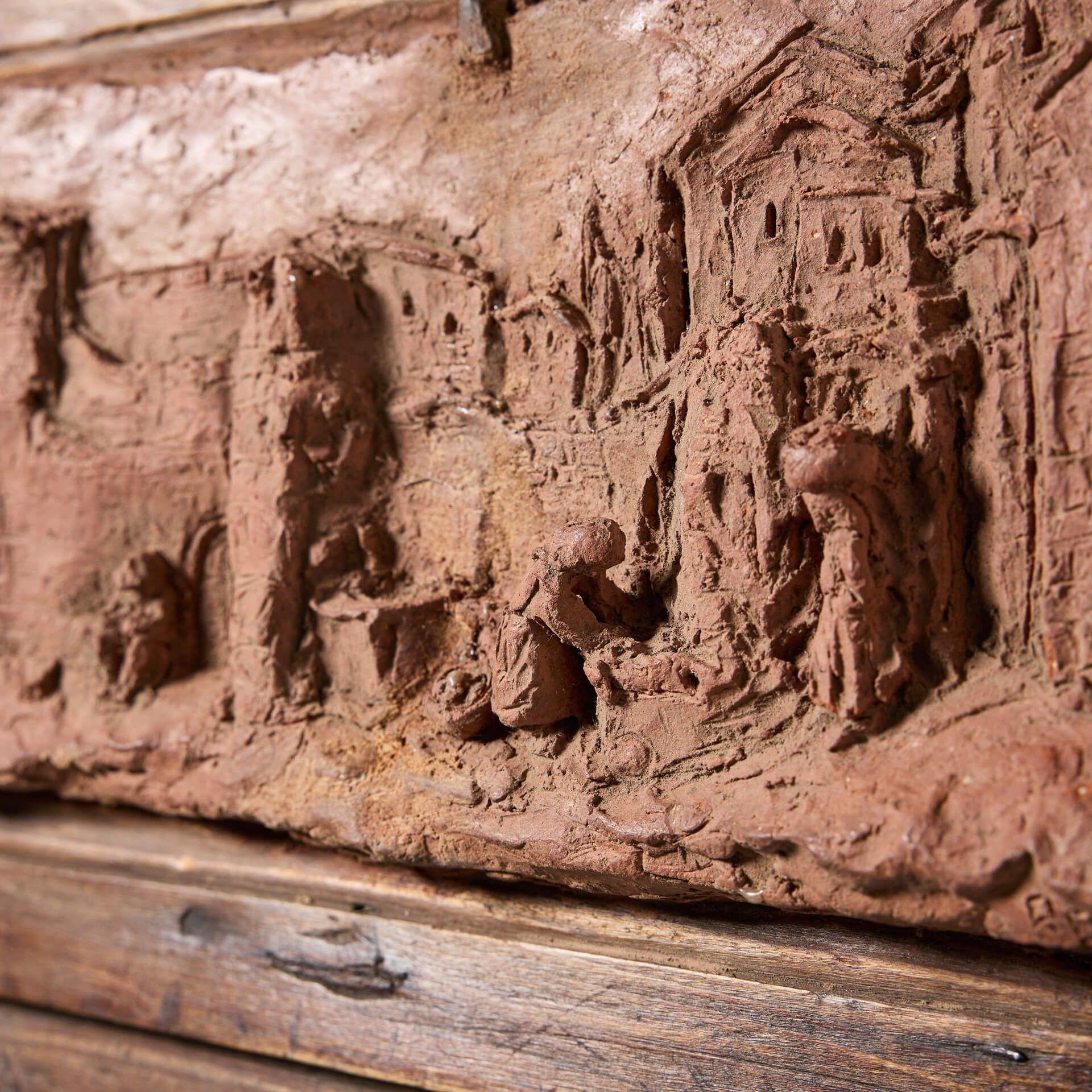 Antique Italian Terracotta Panoramic Wall Art c.1880 In Fair Condition For Sale In Wormelow, Herefordshire