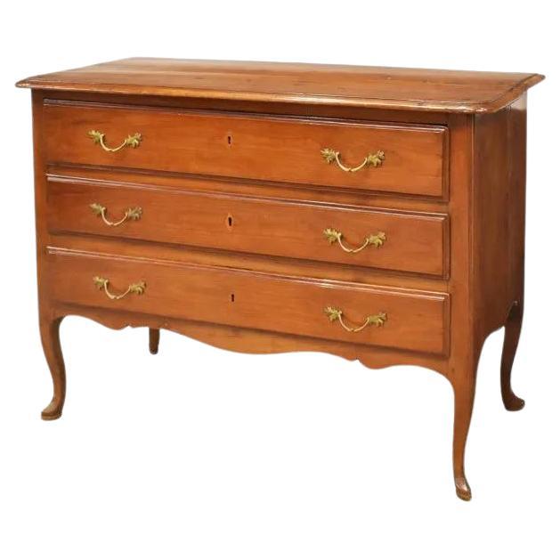 Antique Italian Three-Drawer Fruitwood Commode For Sale