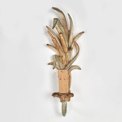 Antique Italian Three Piece Sconce Set with Seashell and Cat Tails