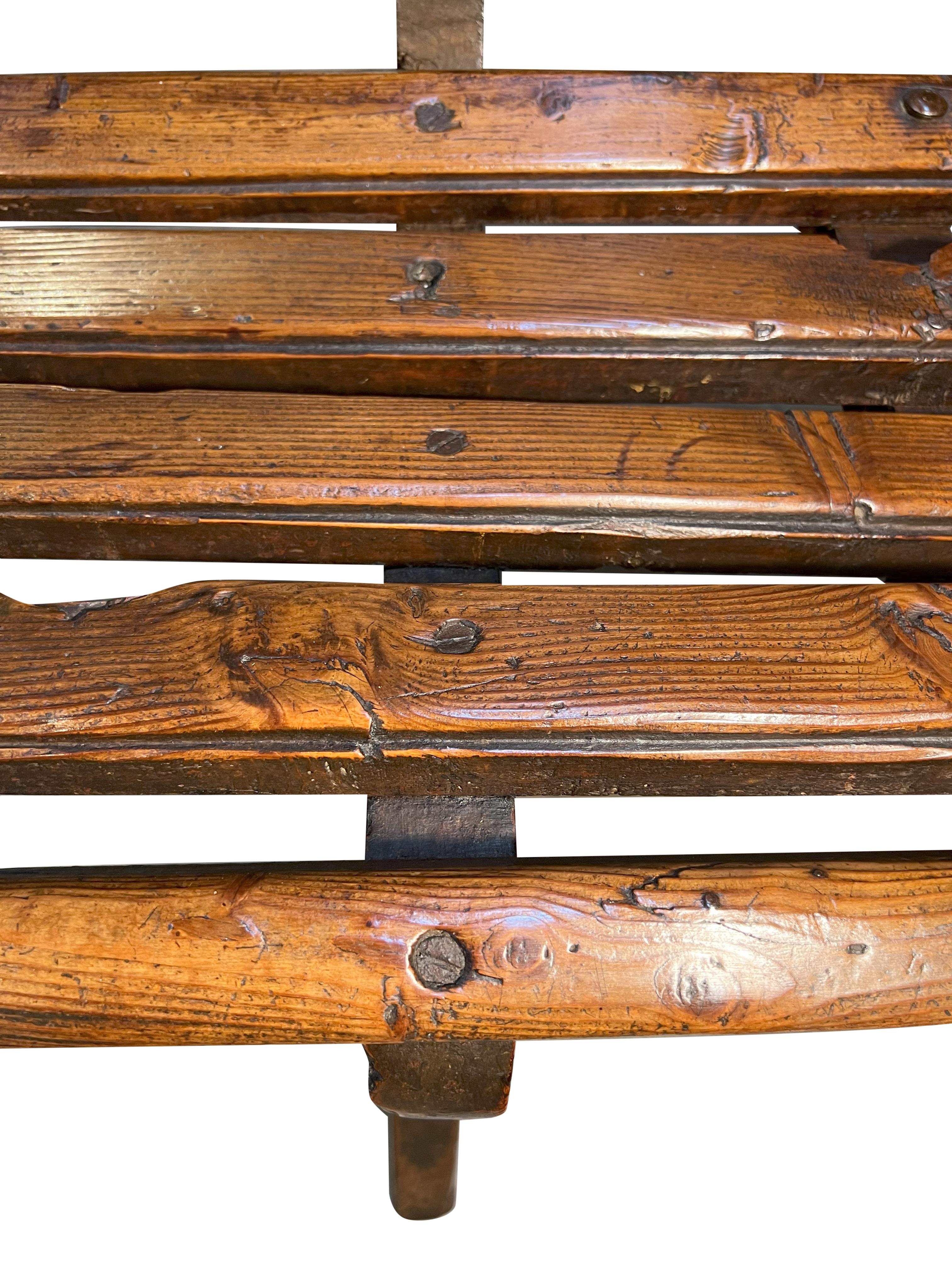Antique Italian Train Station Long Bench For Sale 2