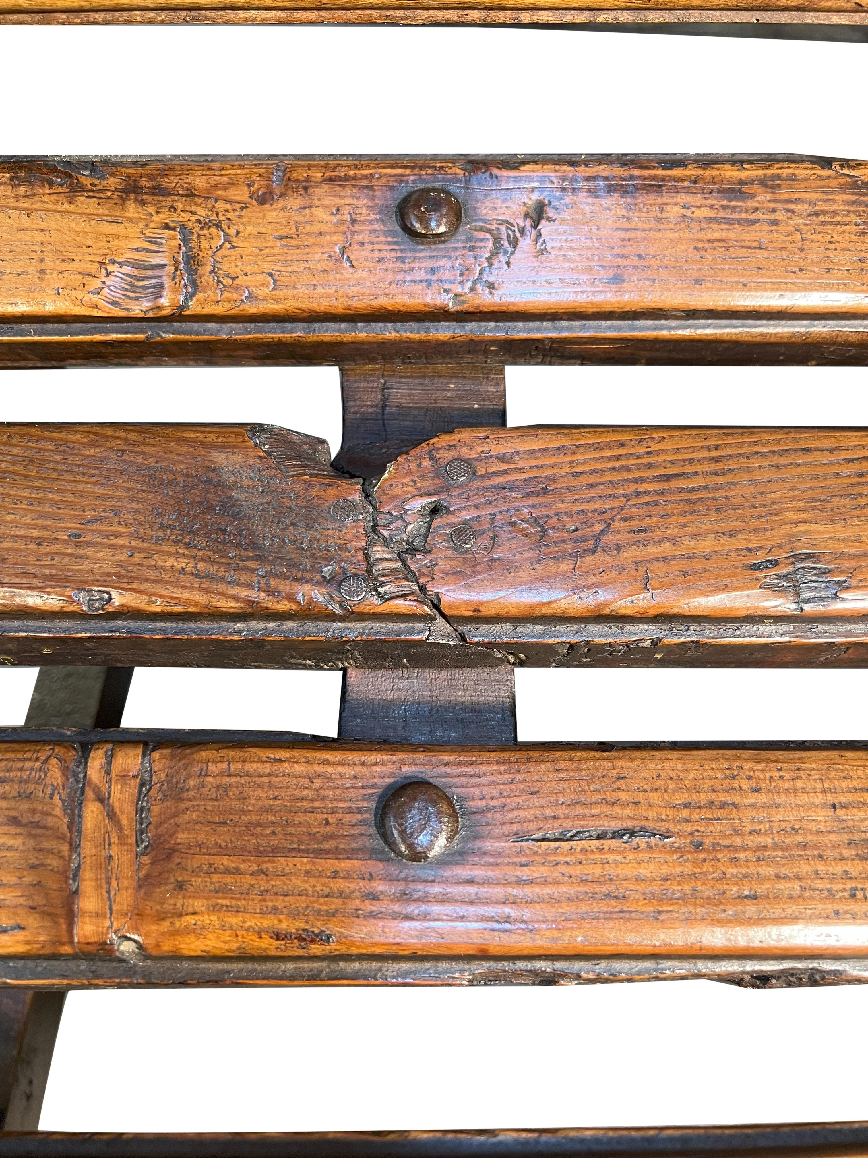 Antique Italian Train Station Long Bench For Sale 3