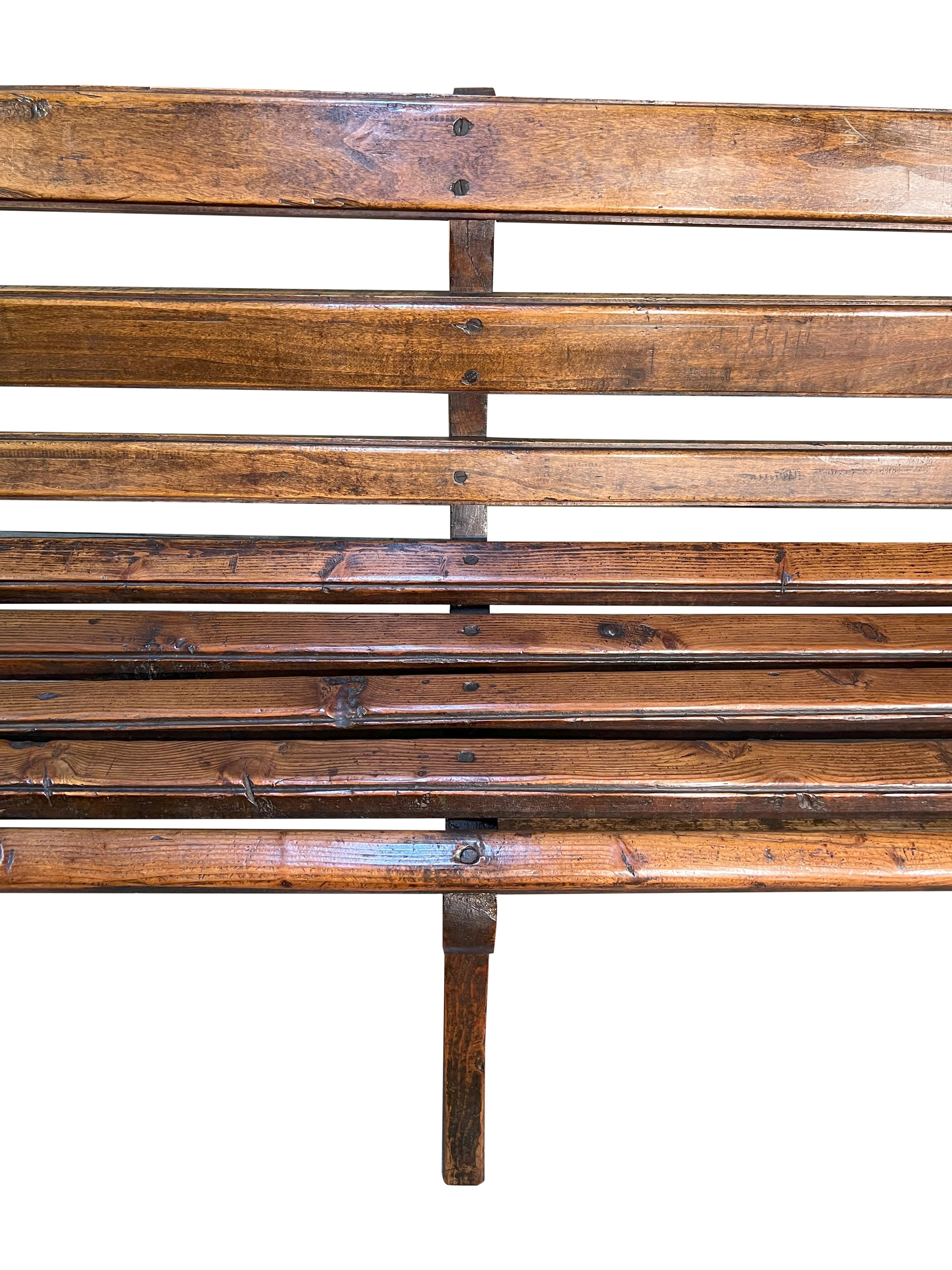Antique Italian Train Station Long Bench For Sale 4