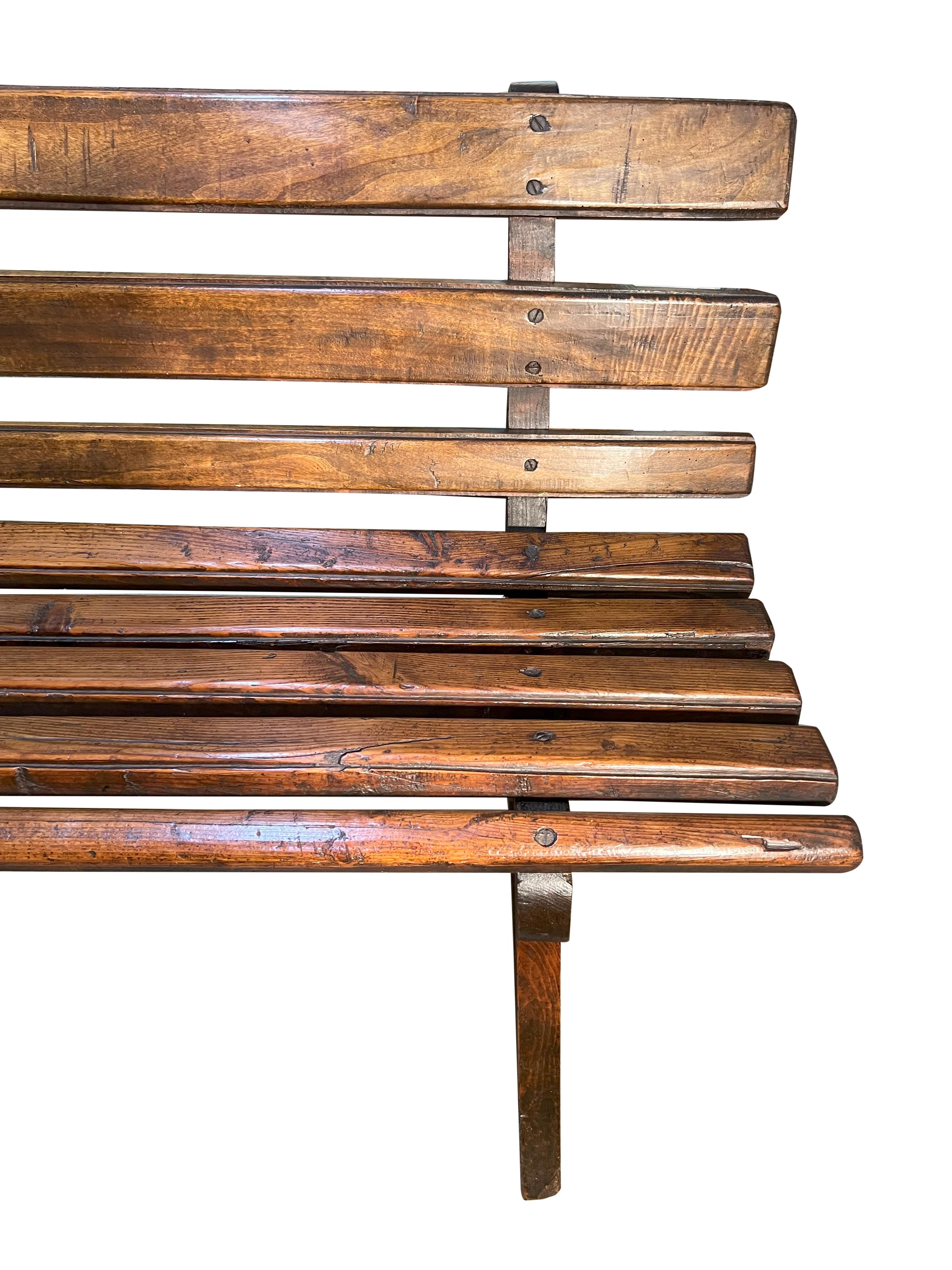 Antique Italian Train Station Long Bench For Sale 5
