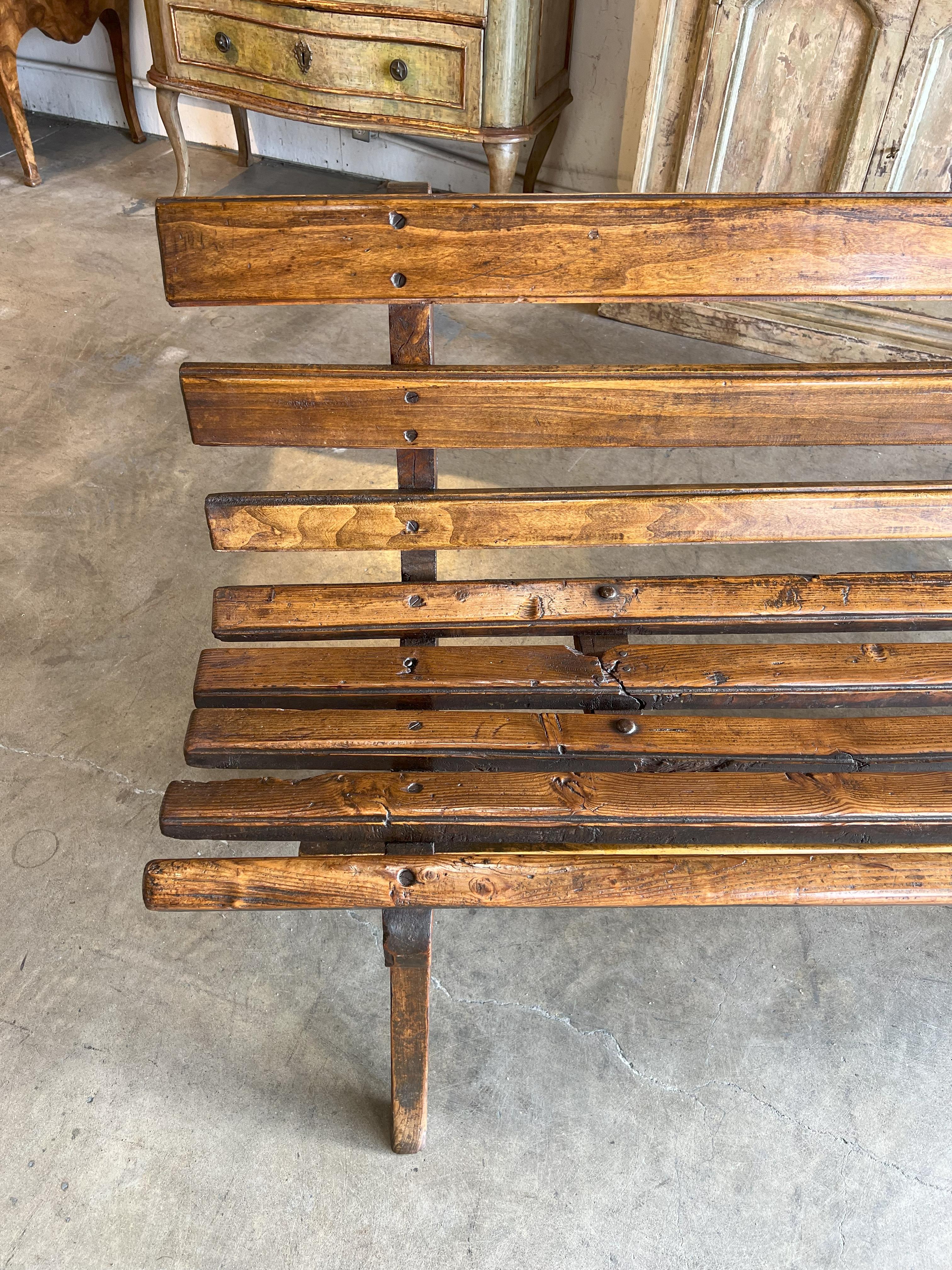 Antique Italian Train Station Long Bench For Sale 9