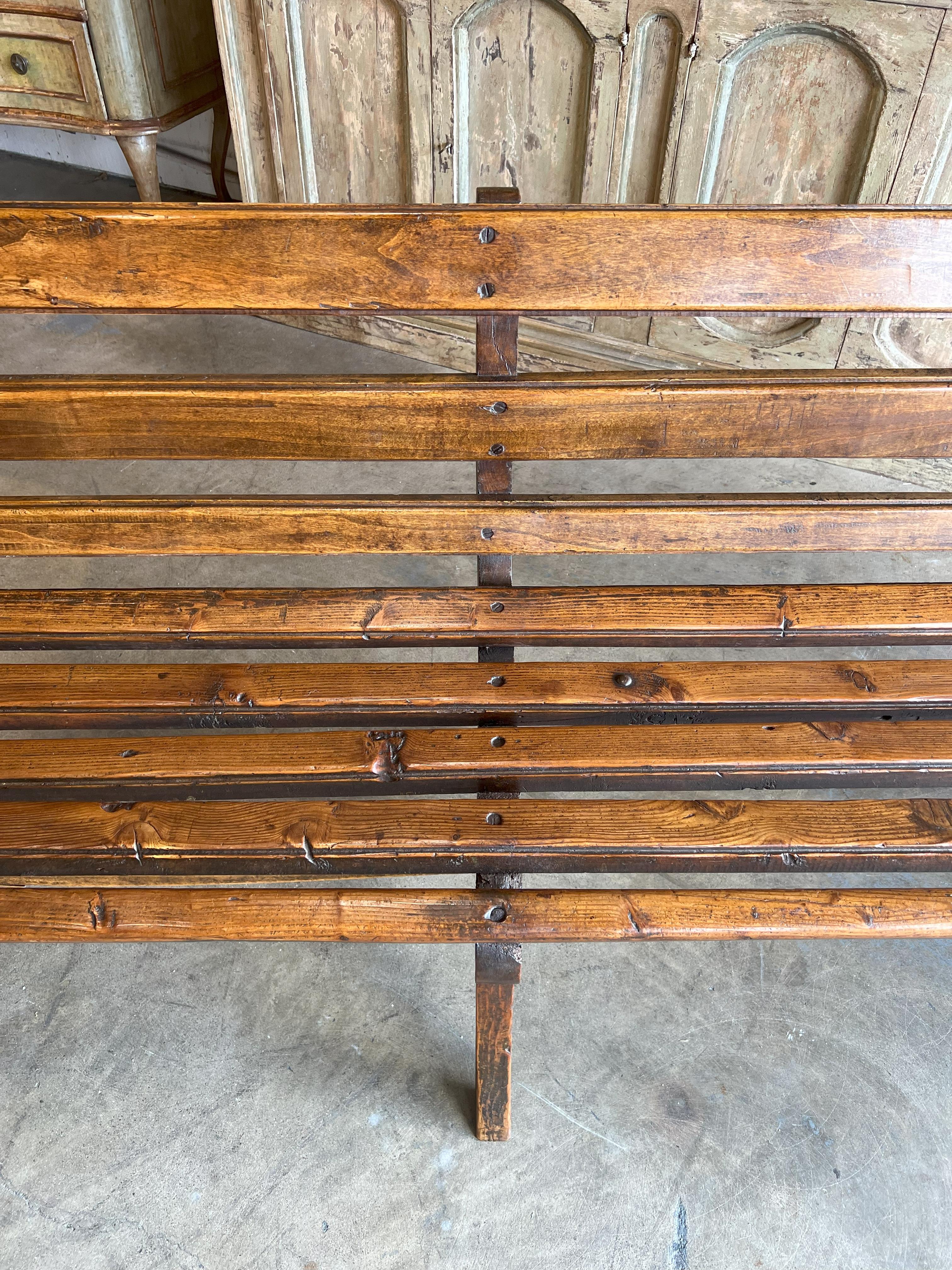 Antique Italian Train Station Long Bench For Sale 10