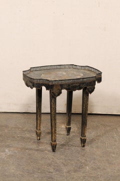 Antique Italian Tray Top Side Table w/Original Tole Painted Finish