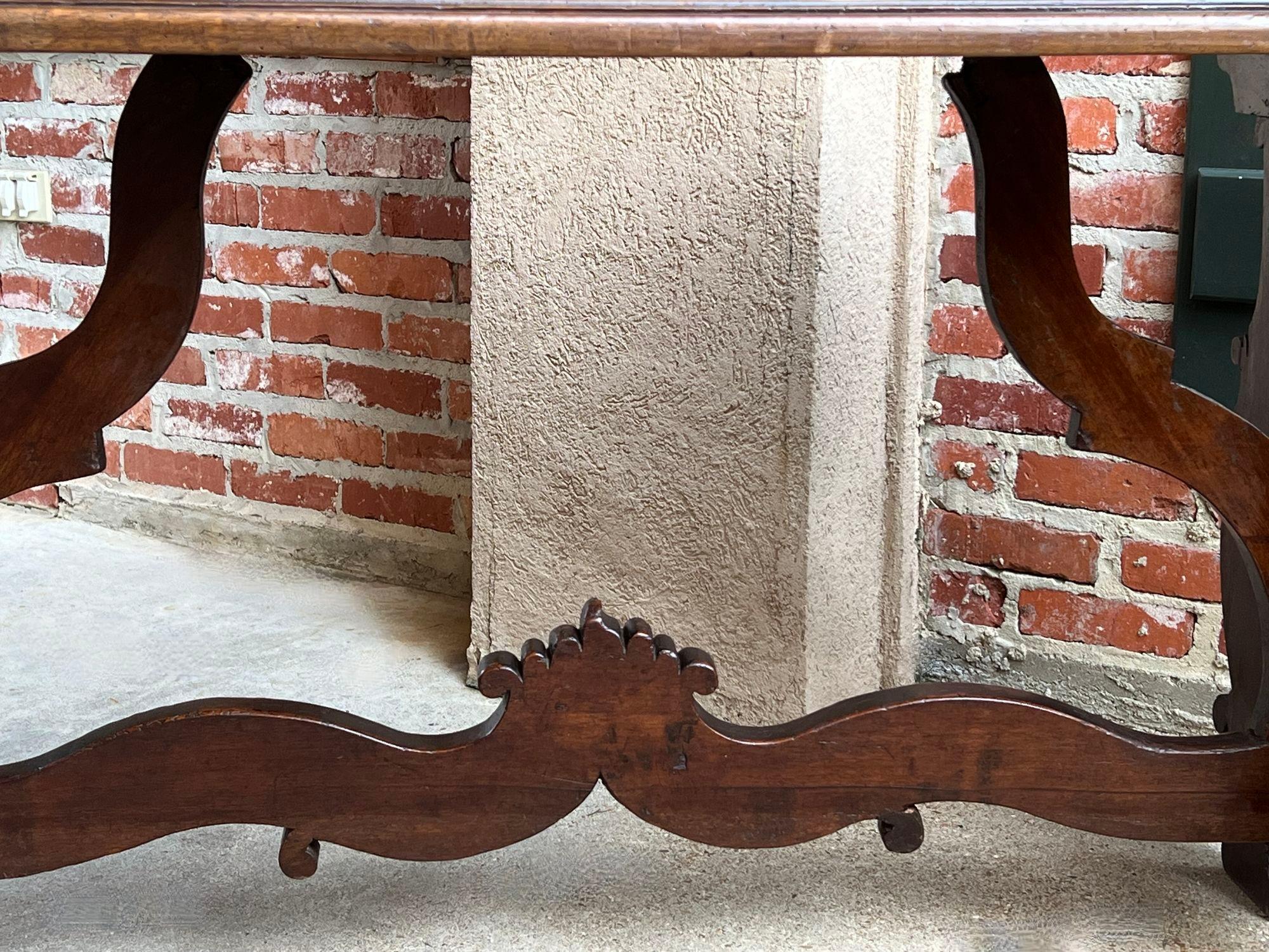 Antique Italian Trestle Dining Table Desk Walnut 6 ft Console Table circa1800 For Sale 5
