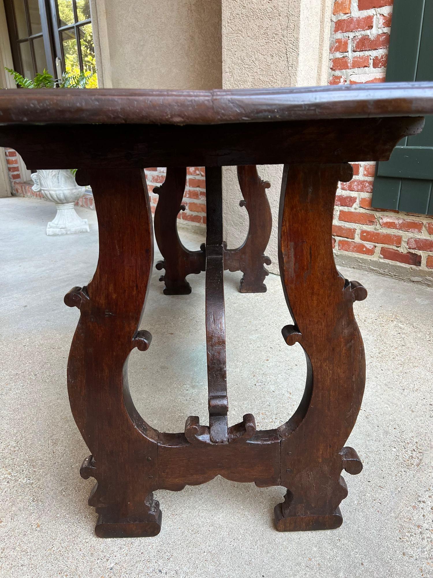 Antique Italian Trestle Dining Table Desk Walnut 6 ft Console Table circa1800 For Sale 6