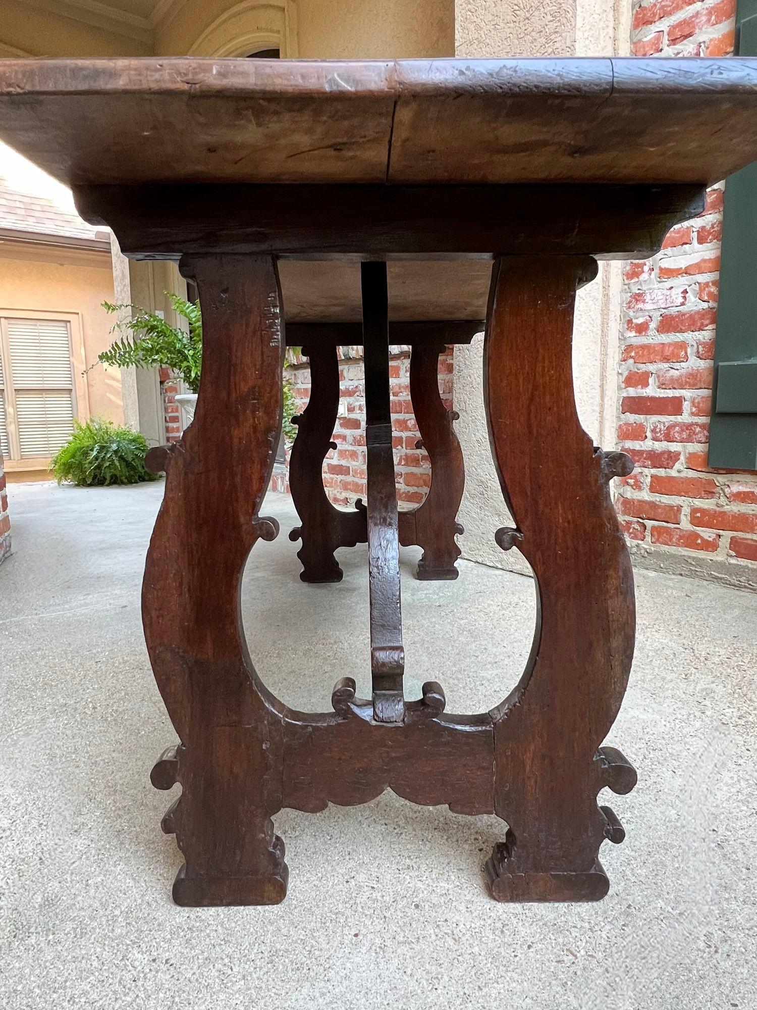 Antique Italian Trestle Dining Table Desk Walnut 6 ft Console Table circa1800 For Sale 7