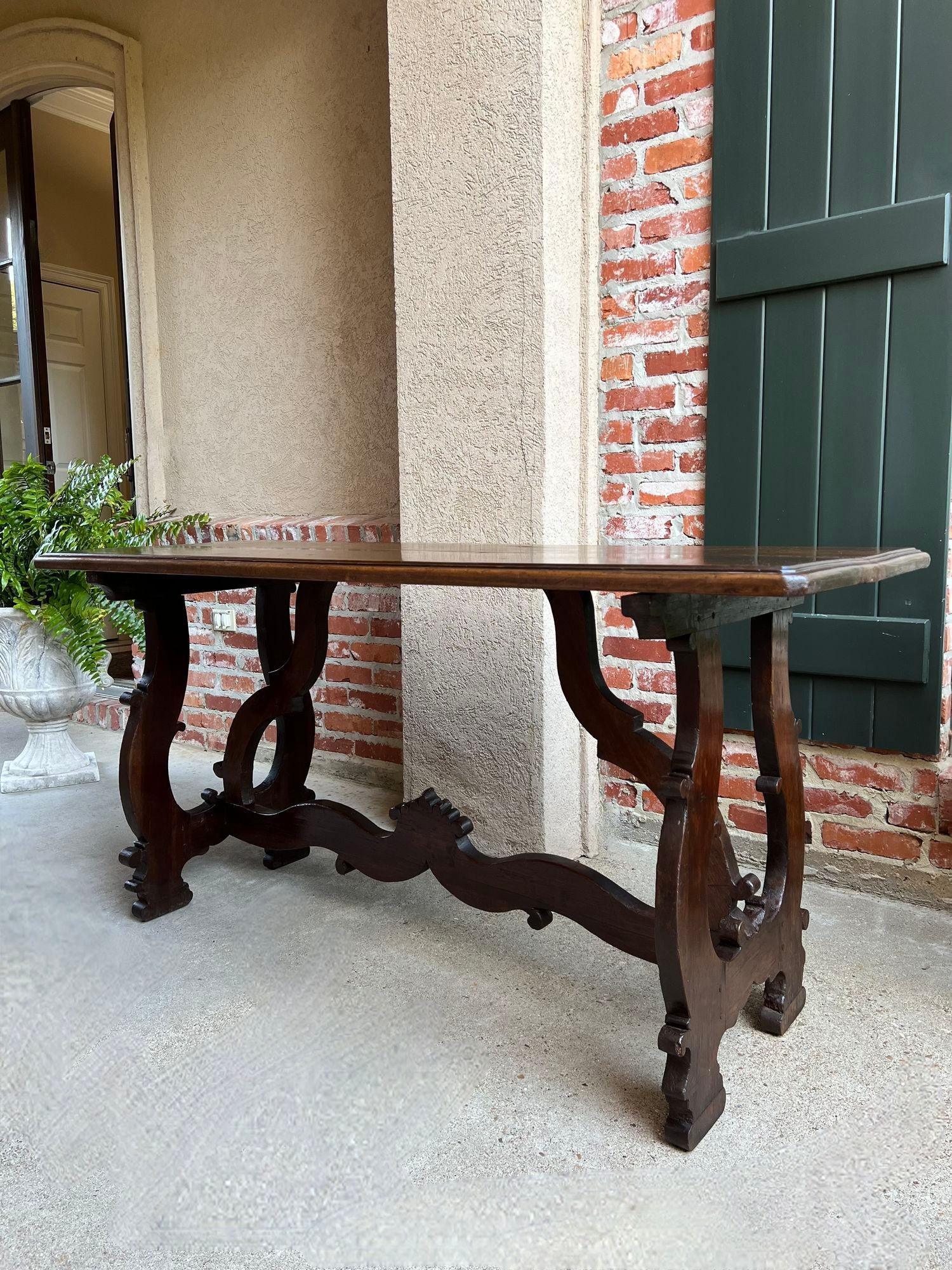 Antique Italian Trestle Dining Table Desk Walnut 6 ft Console Table circa1800 For Sale 8