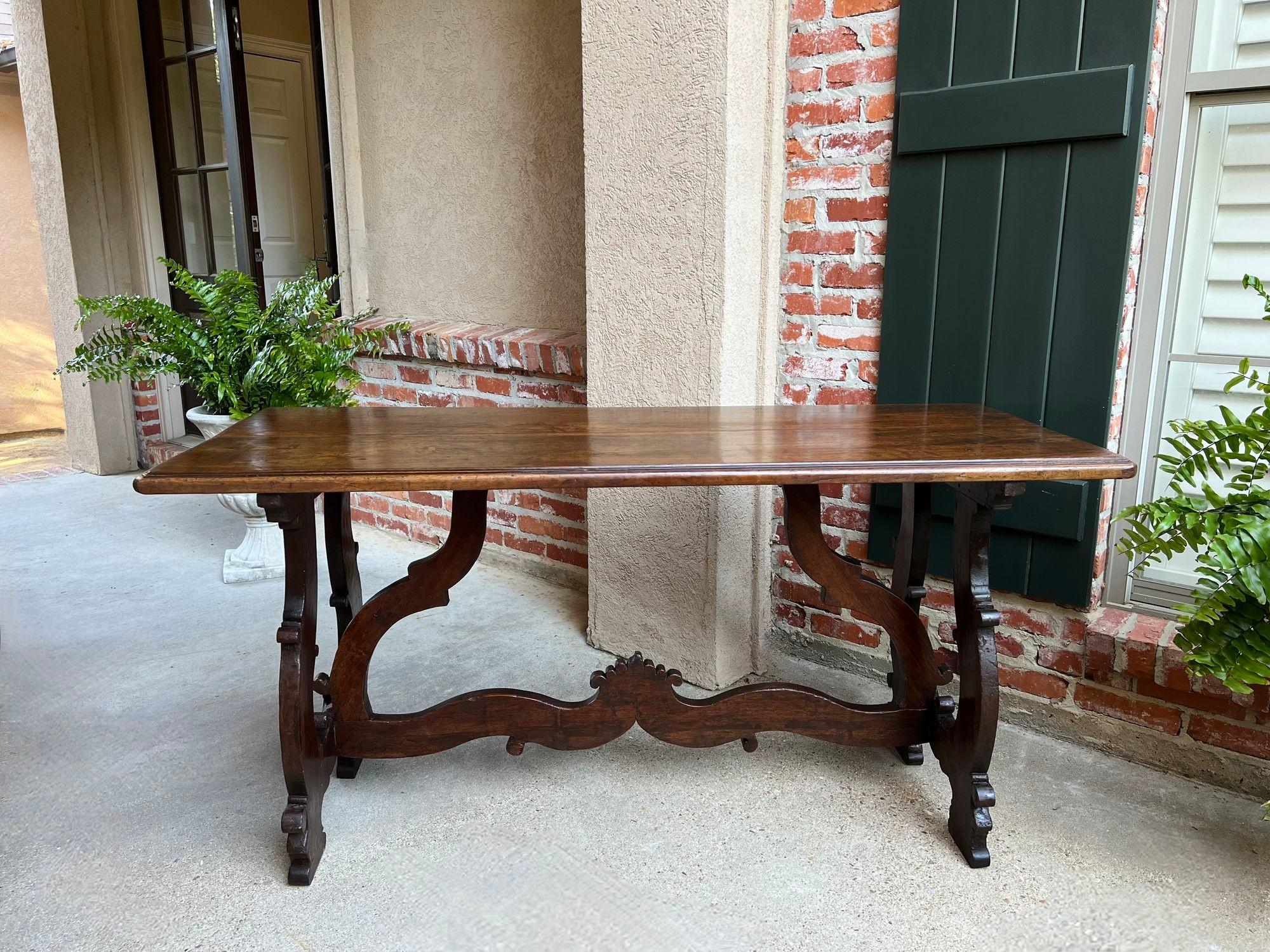 Antique Italian Trestle Dining Table Desk Walnut 6 ft Console Table circa1800 For Sale 9