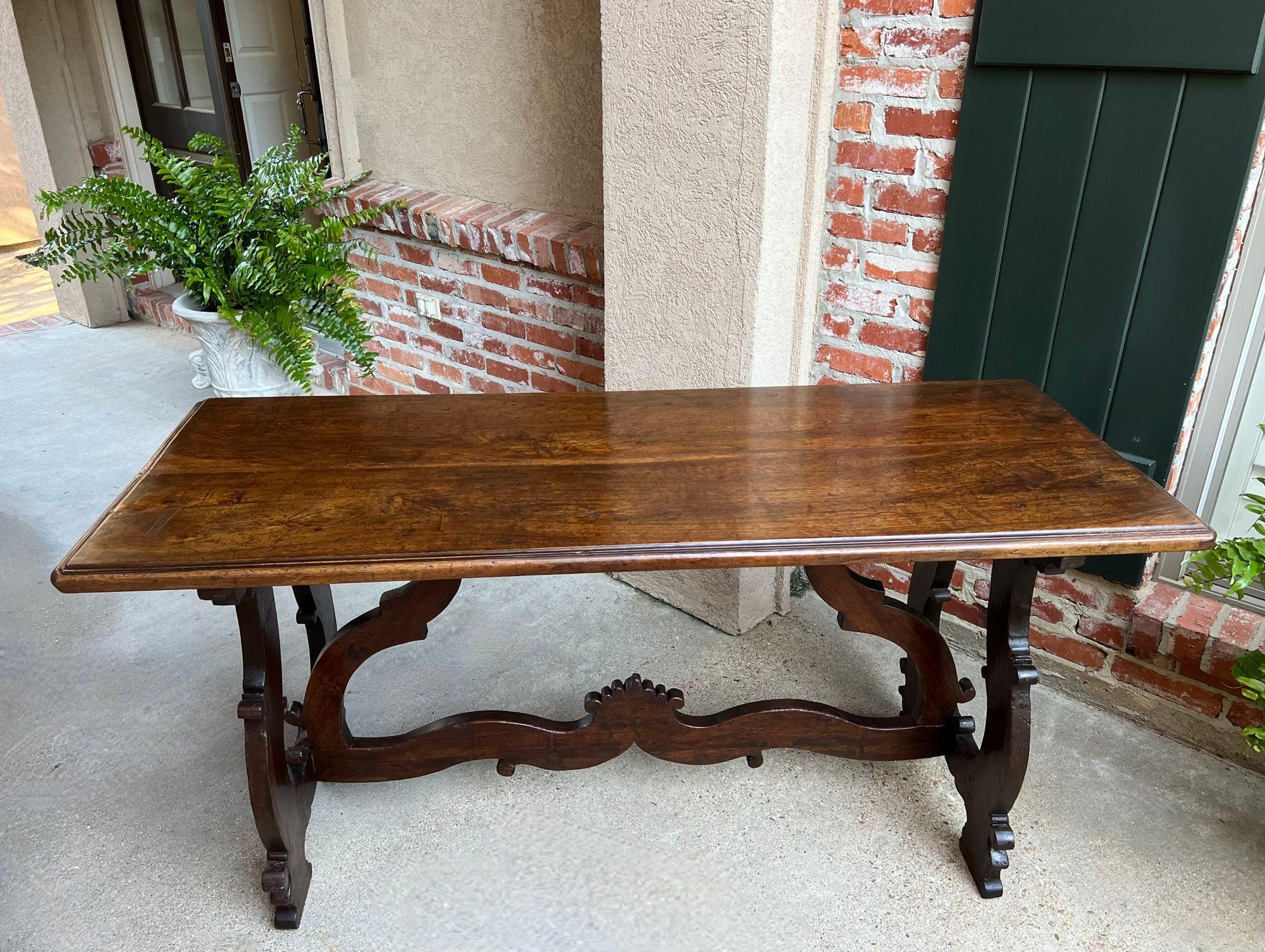 Antique Italian Trestle Dining Table Desk Walnut 6 ft Console Table circa1800 For Sale 10