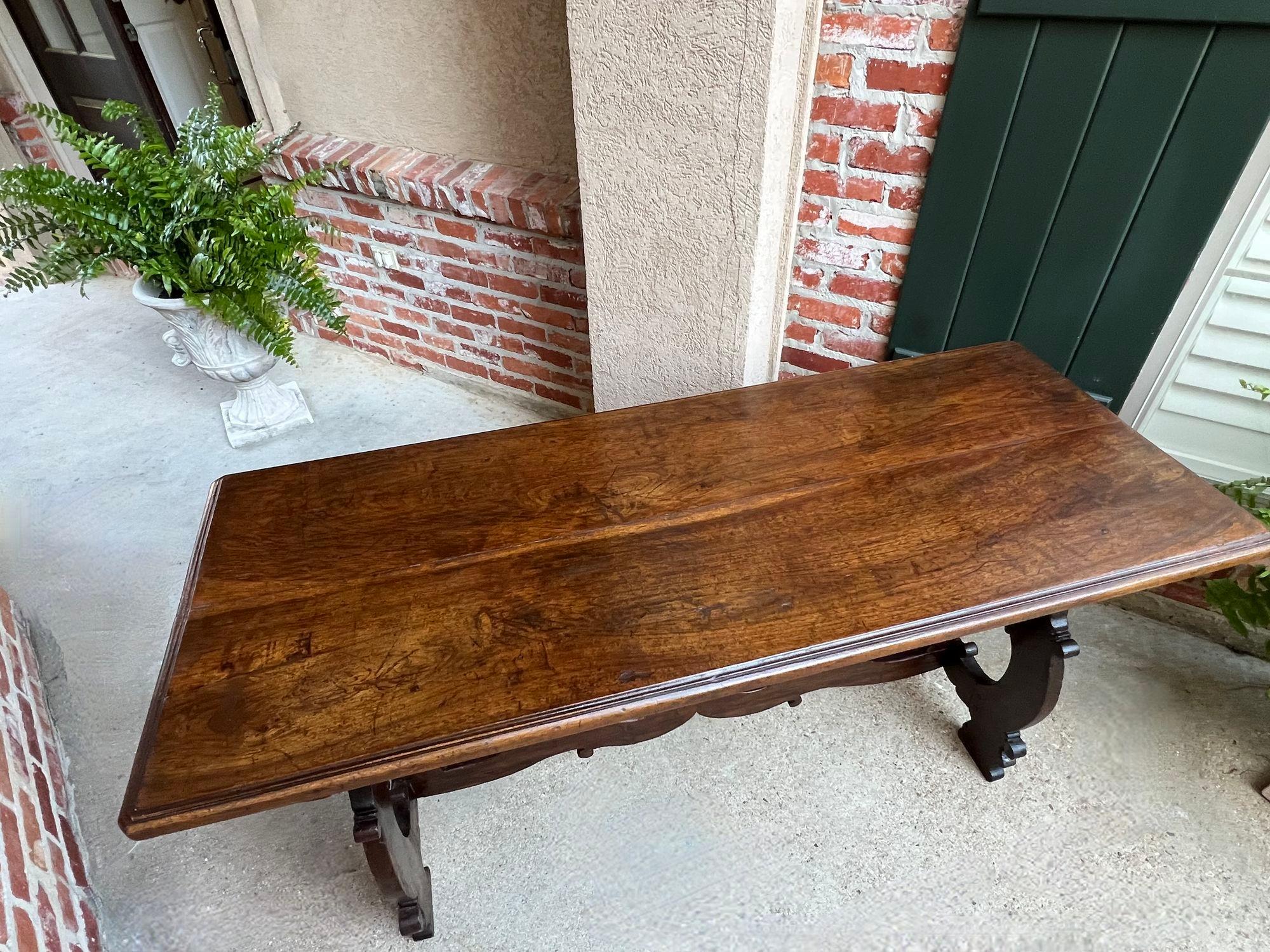 Antique Italian Trestle Dining Table Desk Walnut 6 ft Console Table circa1800 For Sale 11