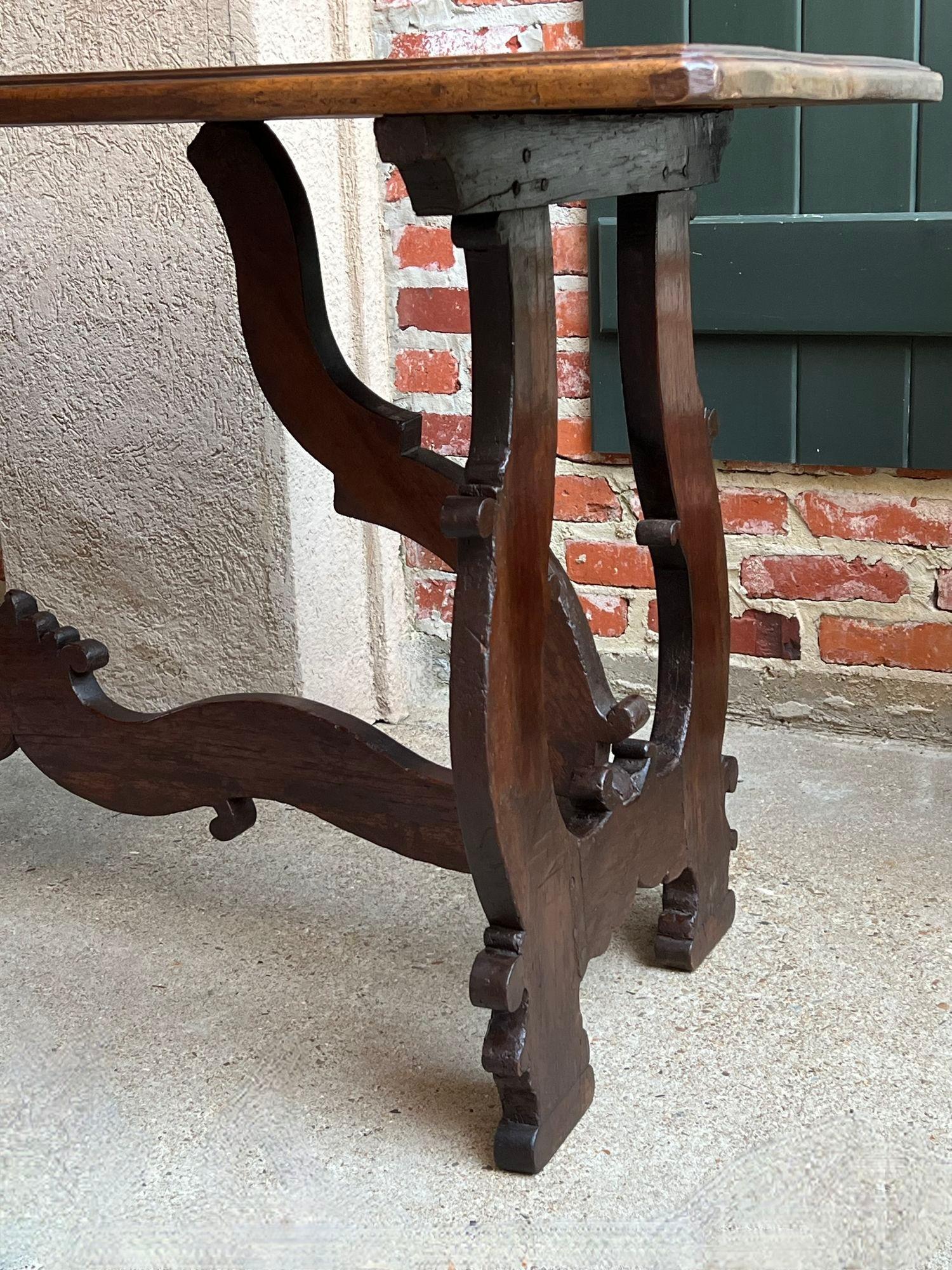 Antique Italian Trestle Dining Table Desk Walnut 6 ft Console Table circa1800 For Sale 13