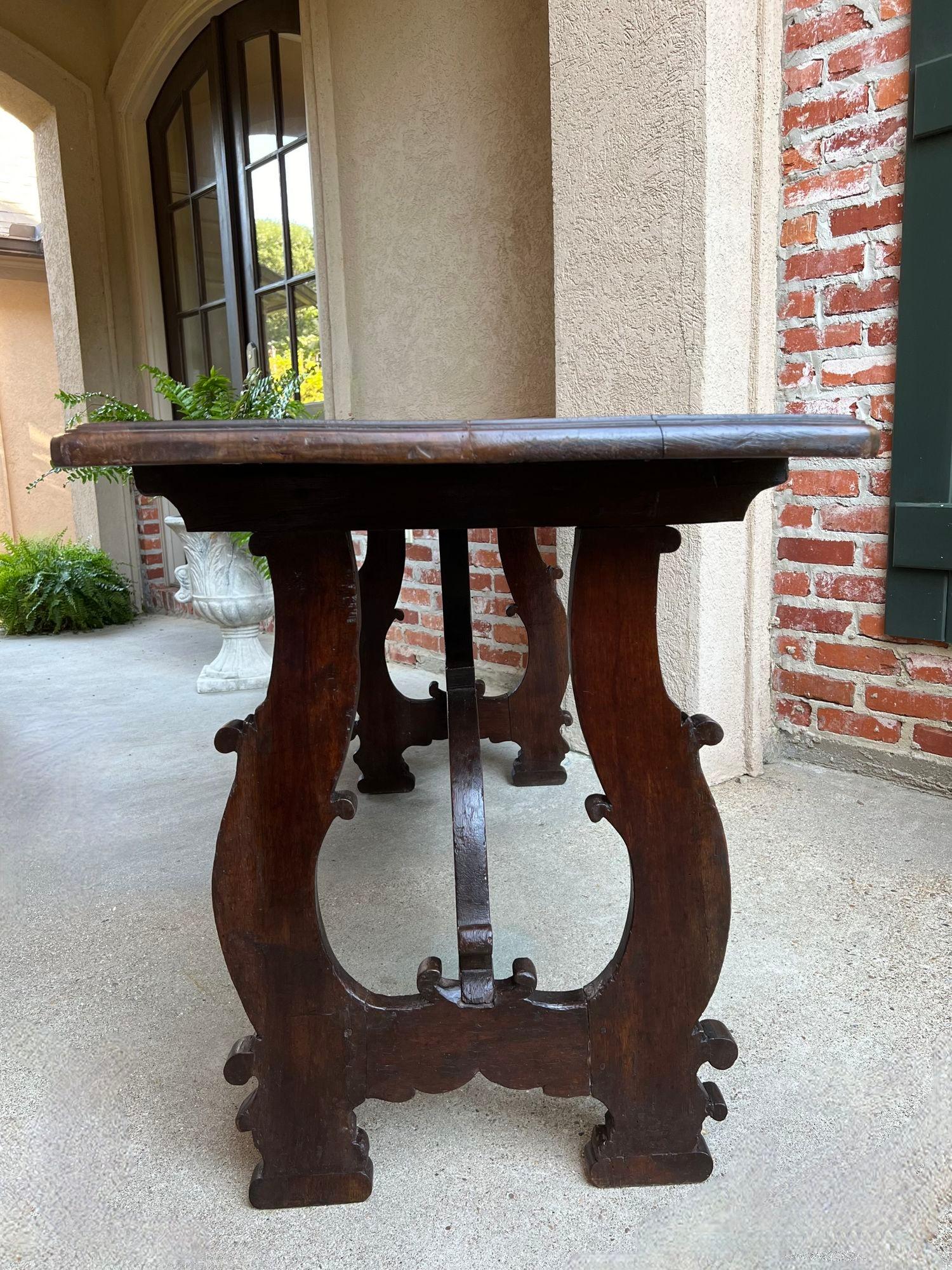 Antique Italian Trestle Dining Table Desk Walnut 6 ft Console Table circa1800 For Sale 15