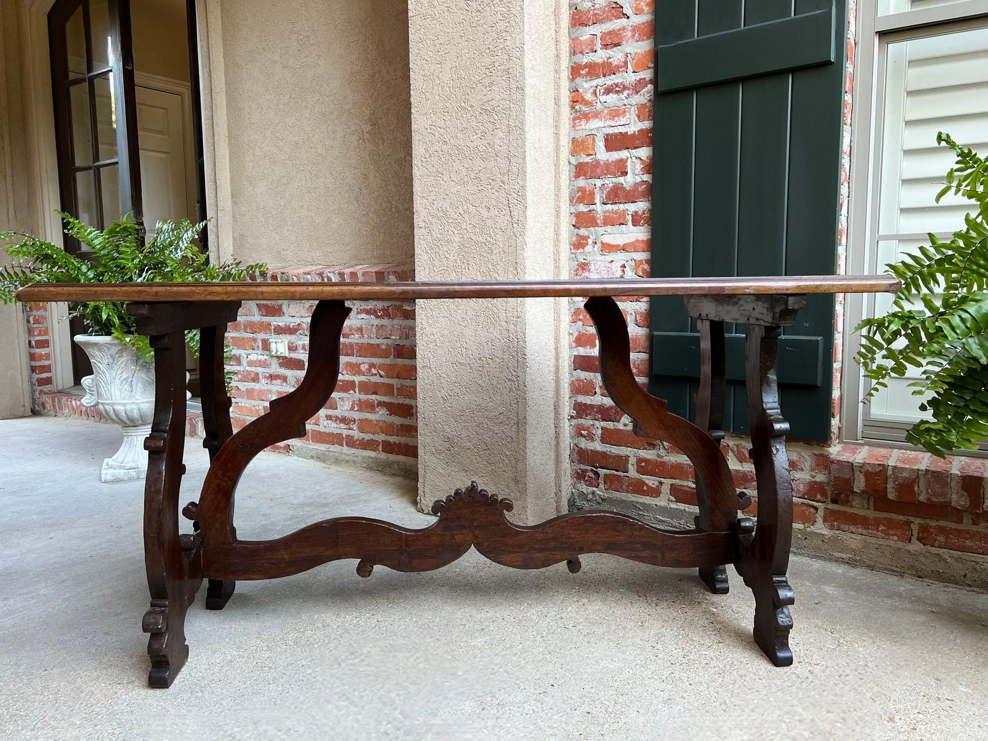 Early 19th Century Antique Italian Trestle Dining Table Desk Walnut 6 ft Console Table circa1800 For Sale