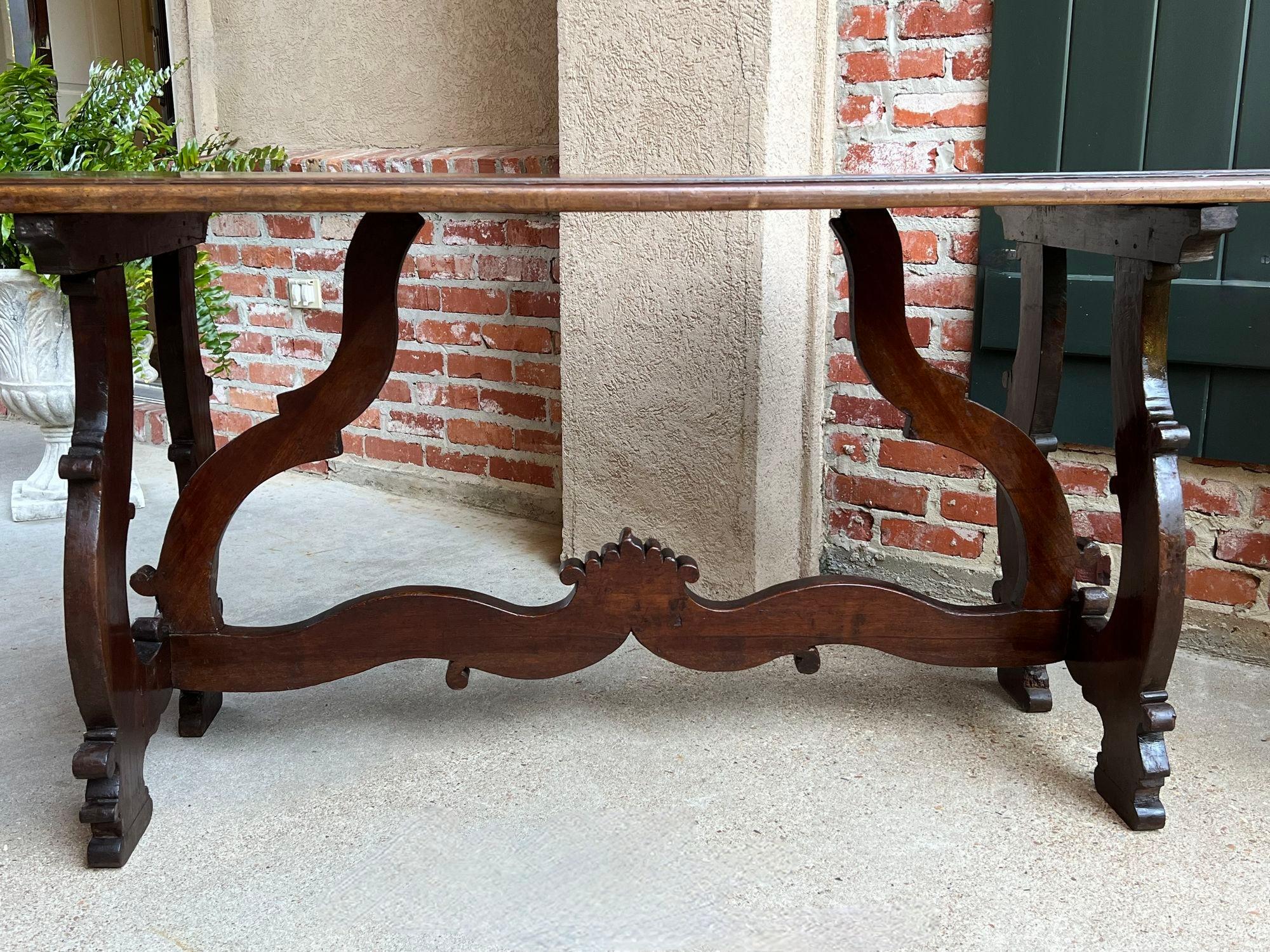Antique Italian Trestle Dining Table Desk Walnut 6 ft Console Table circa1800 For Sale 1