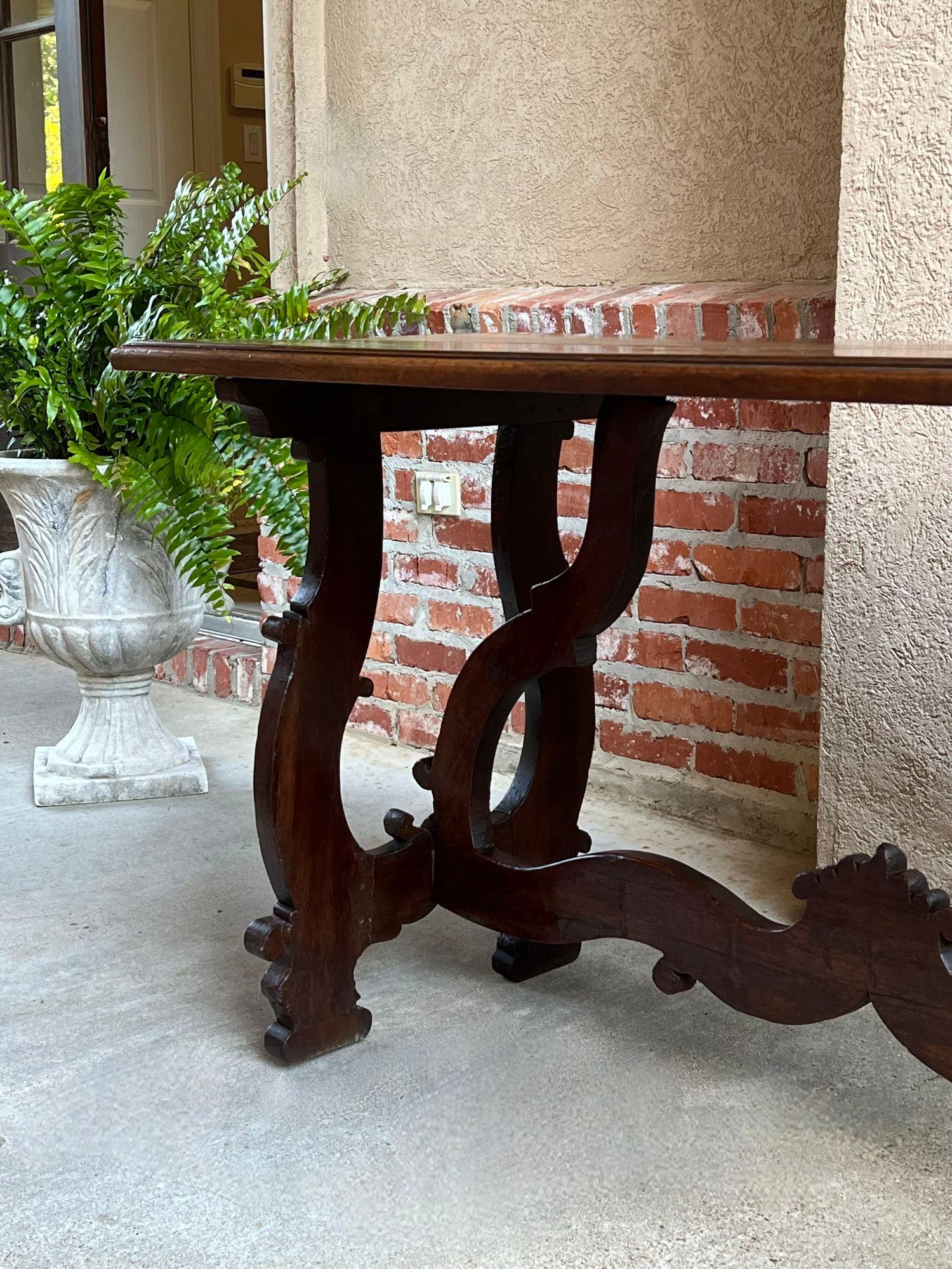 Antique Italian Trestle Dining Table Desk Walnut 6 ft Console Table circa1800 For Sale 4