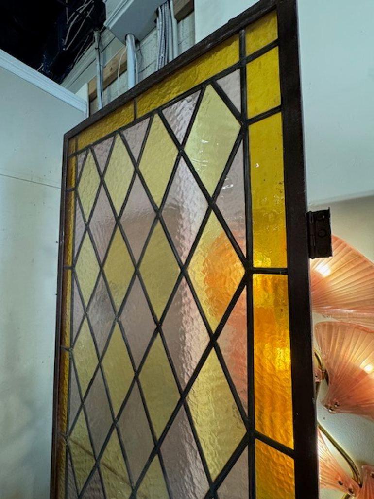 20th Century Antique Italian Tri-Color Stain Glass Windows For Sale