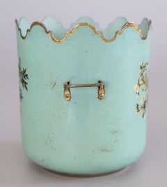 Antique Italian Turquoise Gilt Tole Monteith Jardiniere Cachepot Planter