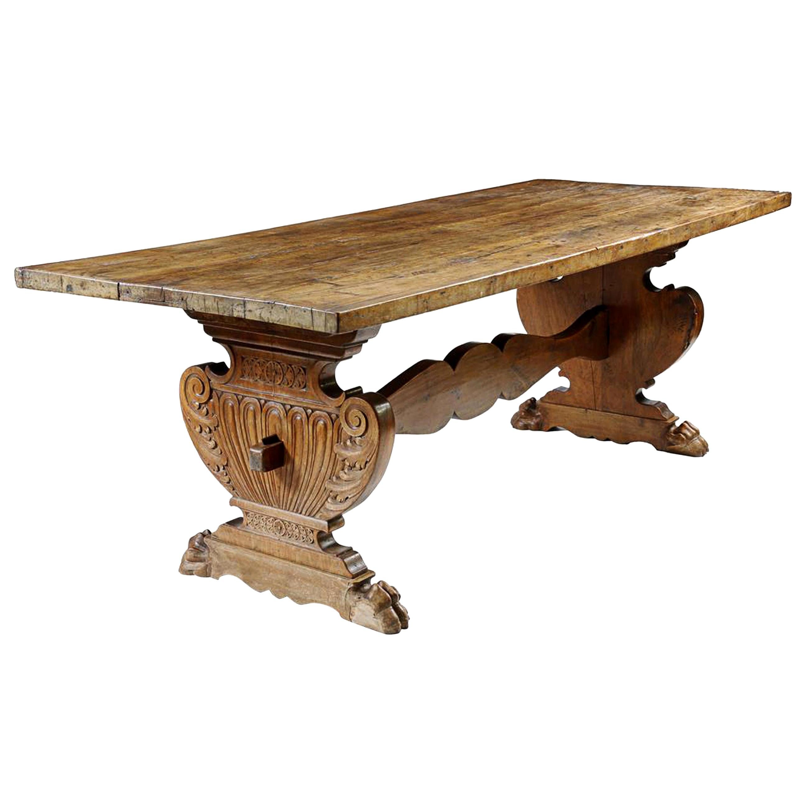 Antique Italian, Tuscan Refectory Table, Solid Walnut