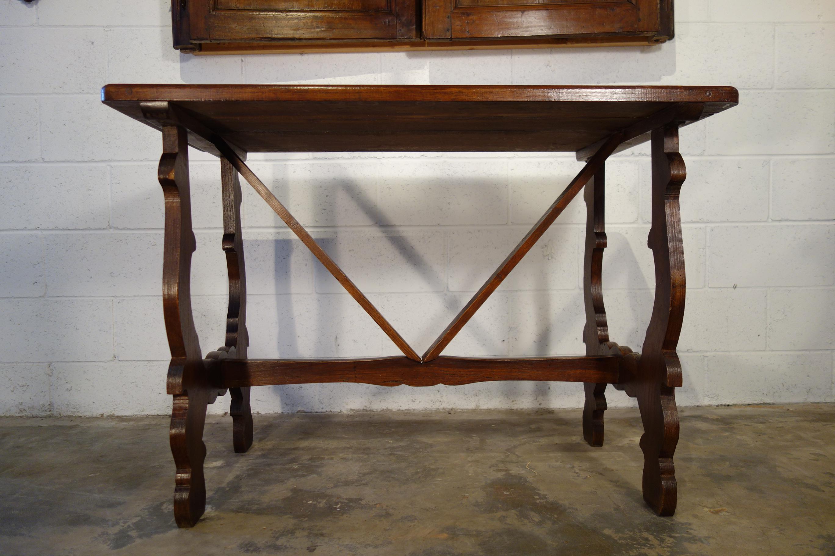 Antique Italian Tuscan Renaissance Refectory Style Hand Crafted Oak Farm Table For Sale 8