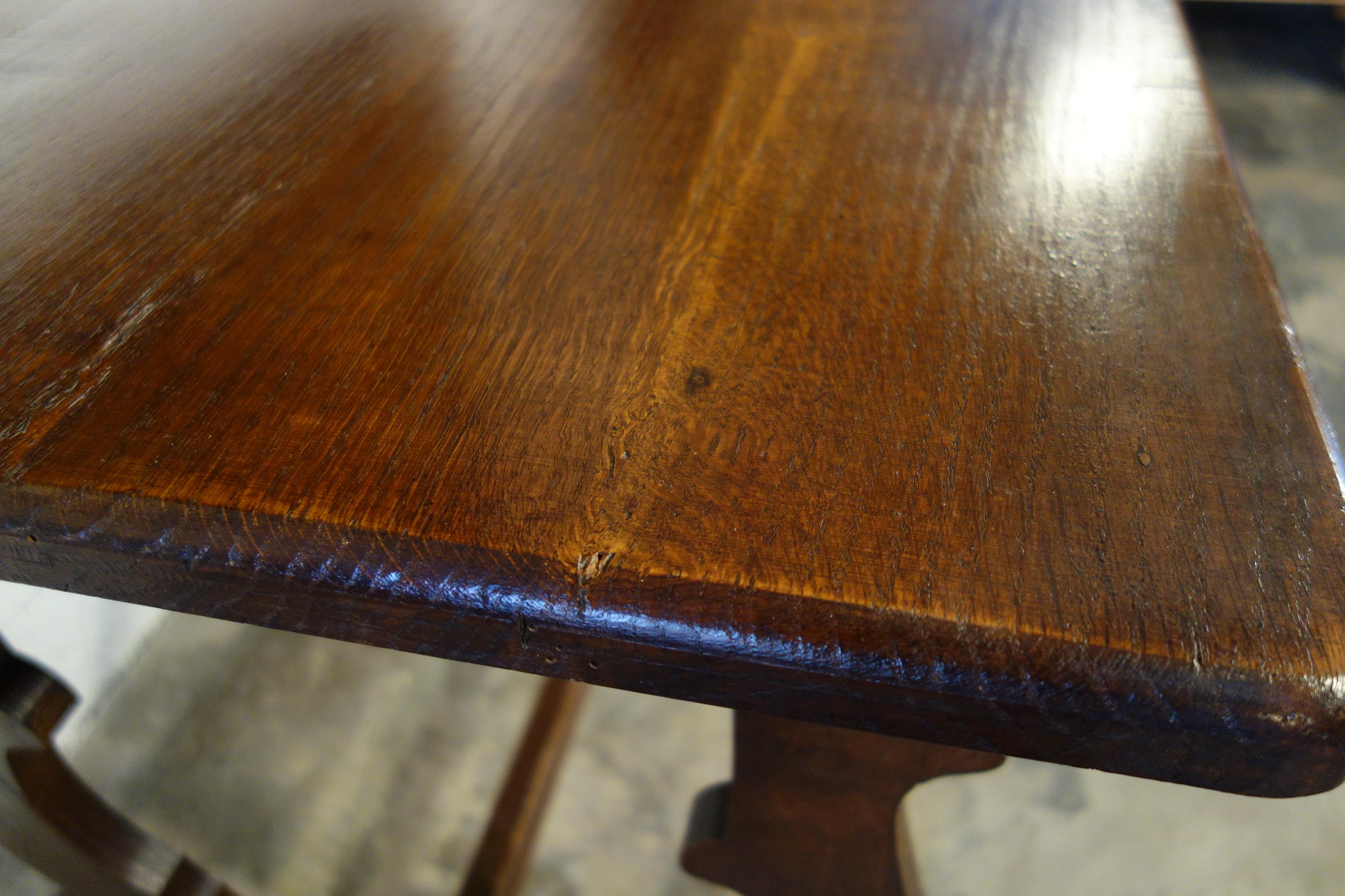 Antique Italian Tuscan Renaissance Refectory Style Hand Crafted Oak Farm Table For Sale 10