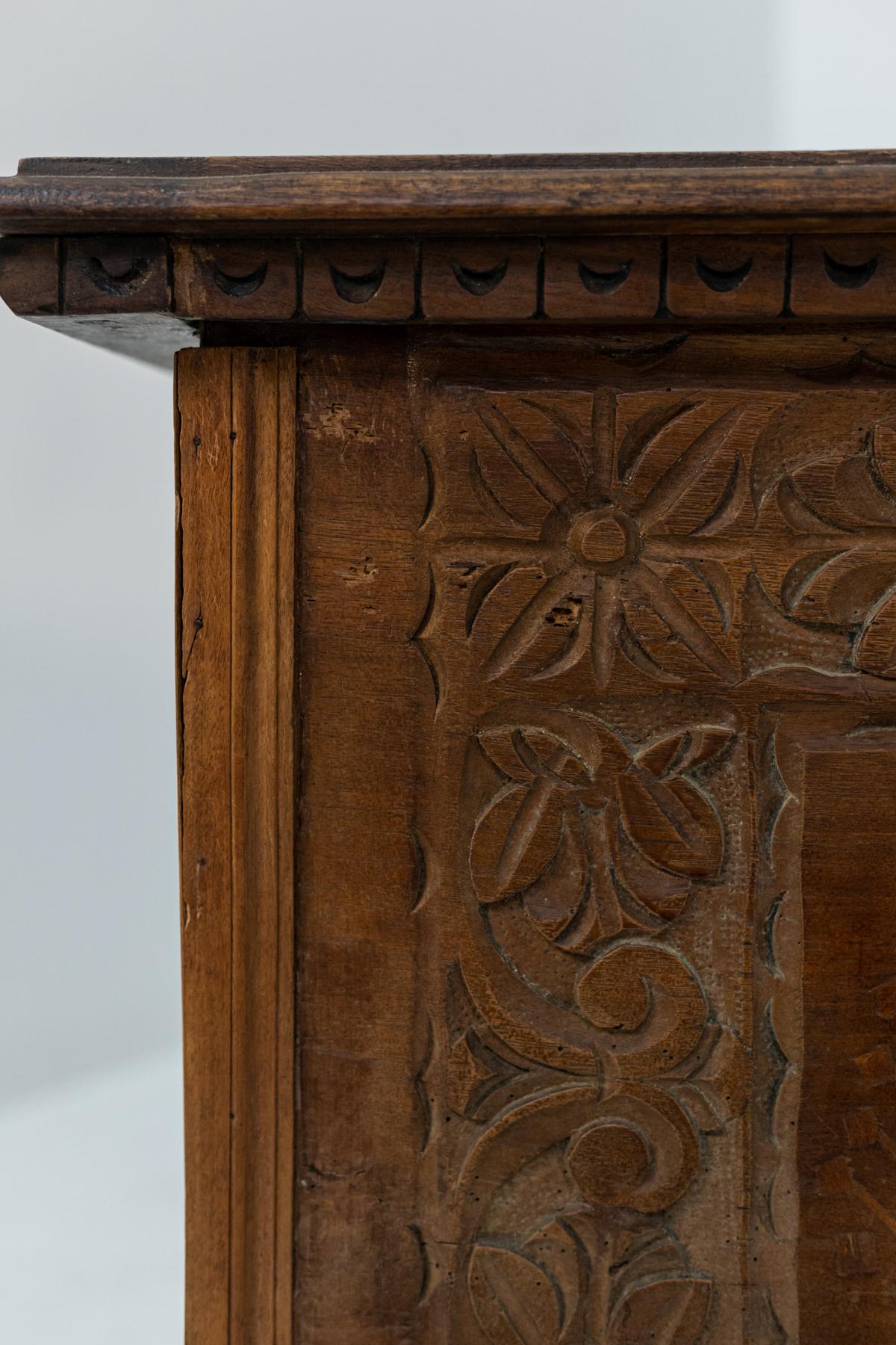 Iron Antique Italian Tuscan Walnut Dresser