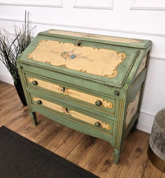 Antique Italian Tuscany Country Painted Wooden Commode Secretaire Desk