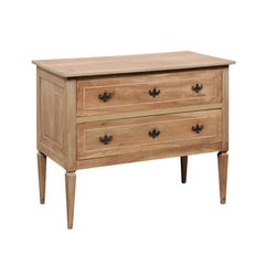 Antique Italian Two-Drawer Wood Cassettiera w/Lightly Bleached Finish
