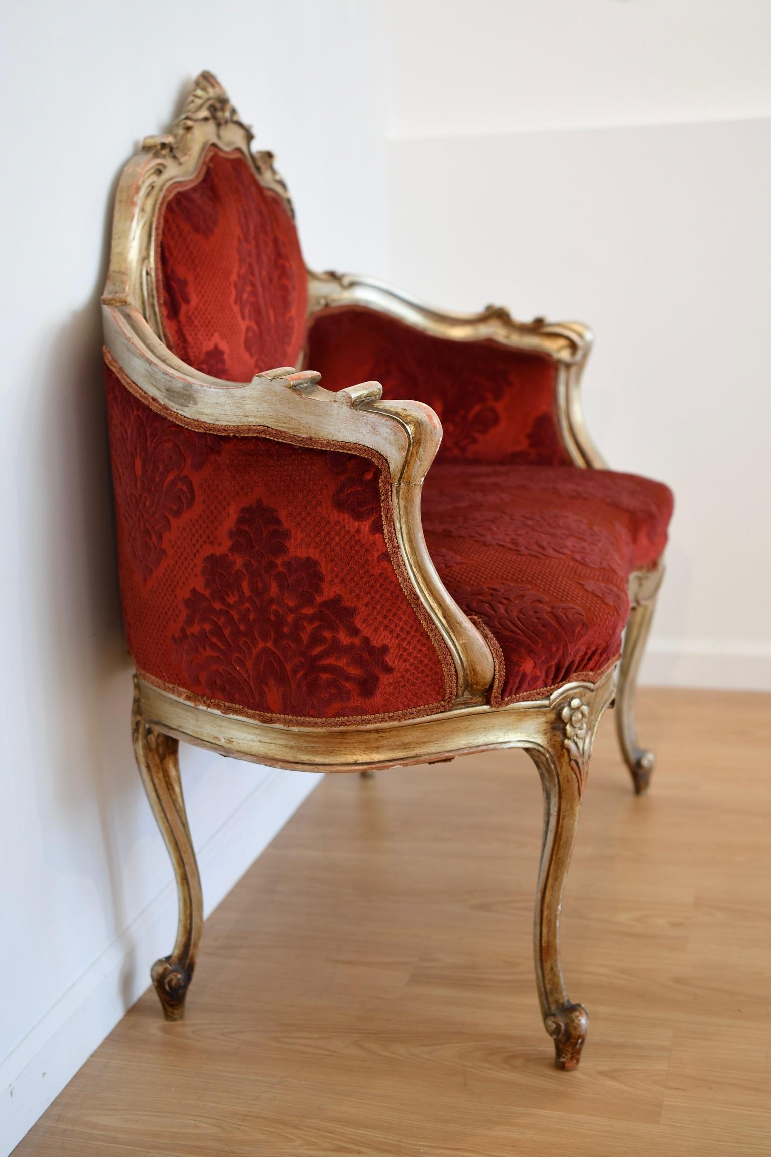 20th Century Antique Italian Upholstered Settee