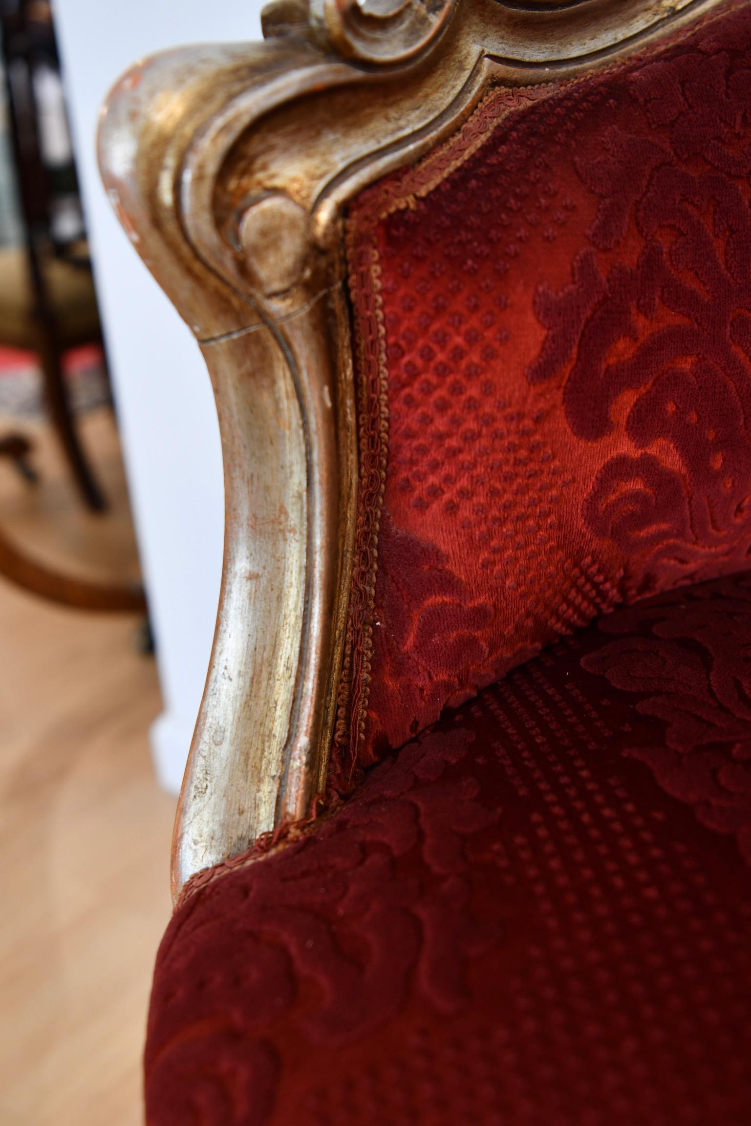 Antique Italian Upholstered Settee 2