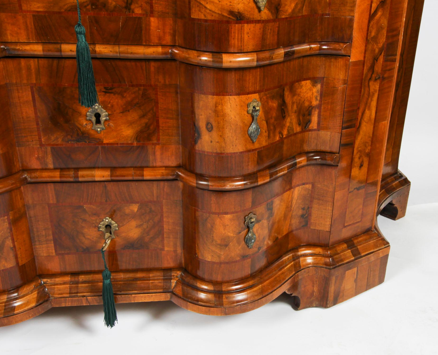 Antique Italian Venetian Burr Walnut Bureau Bookcase 19th Century For Sale 6
