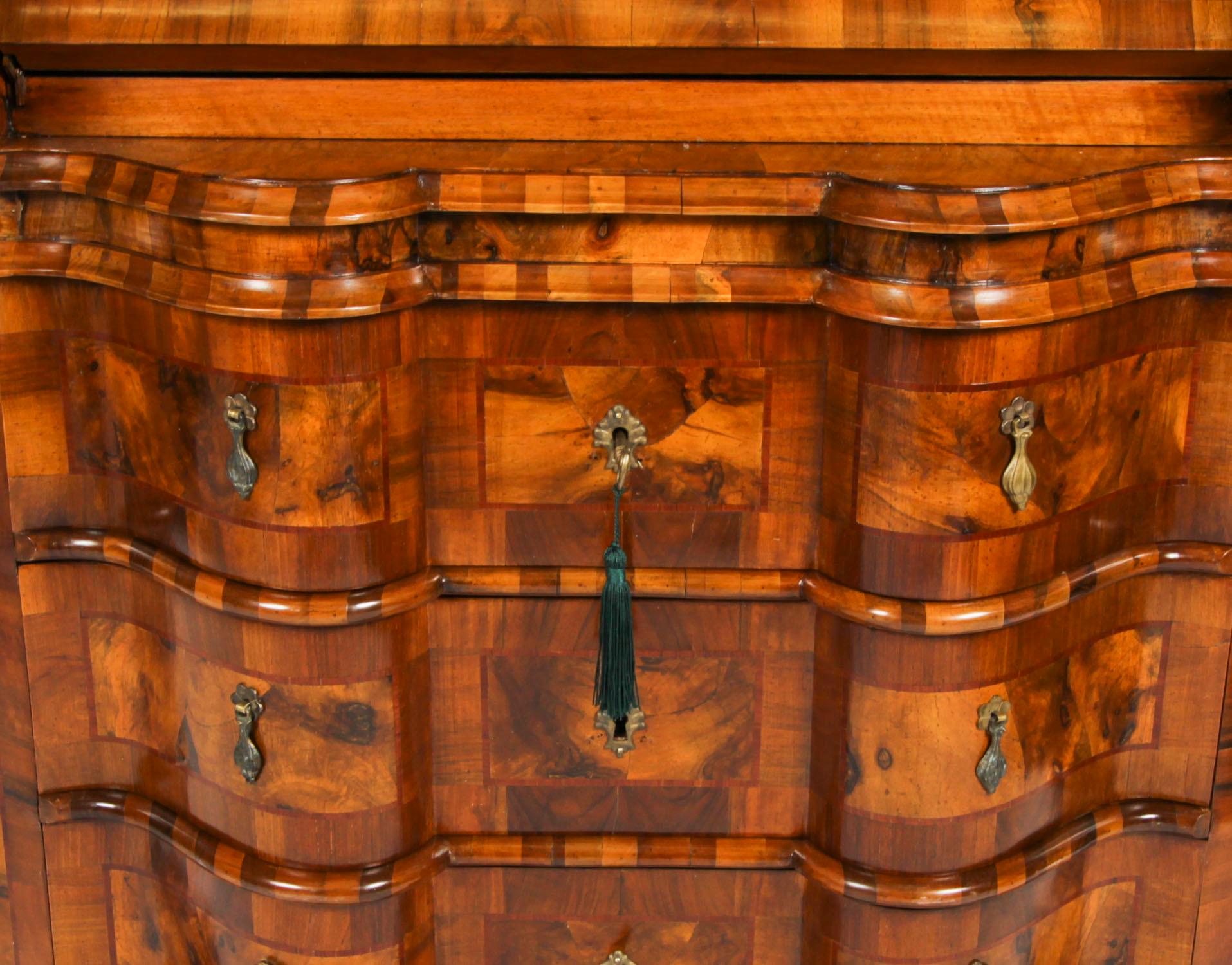 Antique Italian Venetian Burr Walnut Bureau Bookcase 19th Century For Sale 5