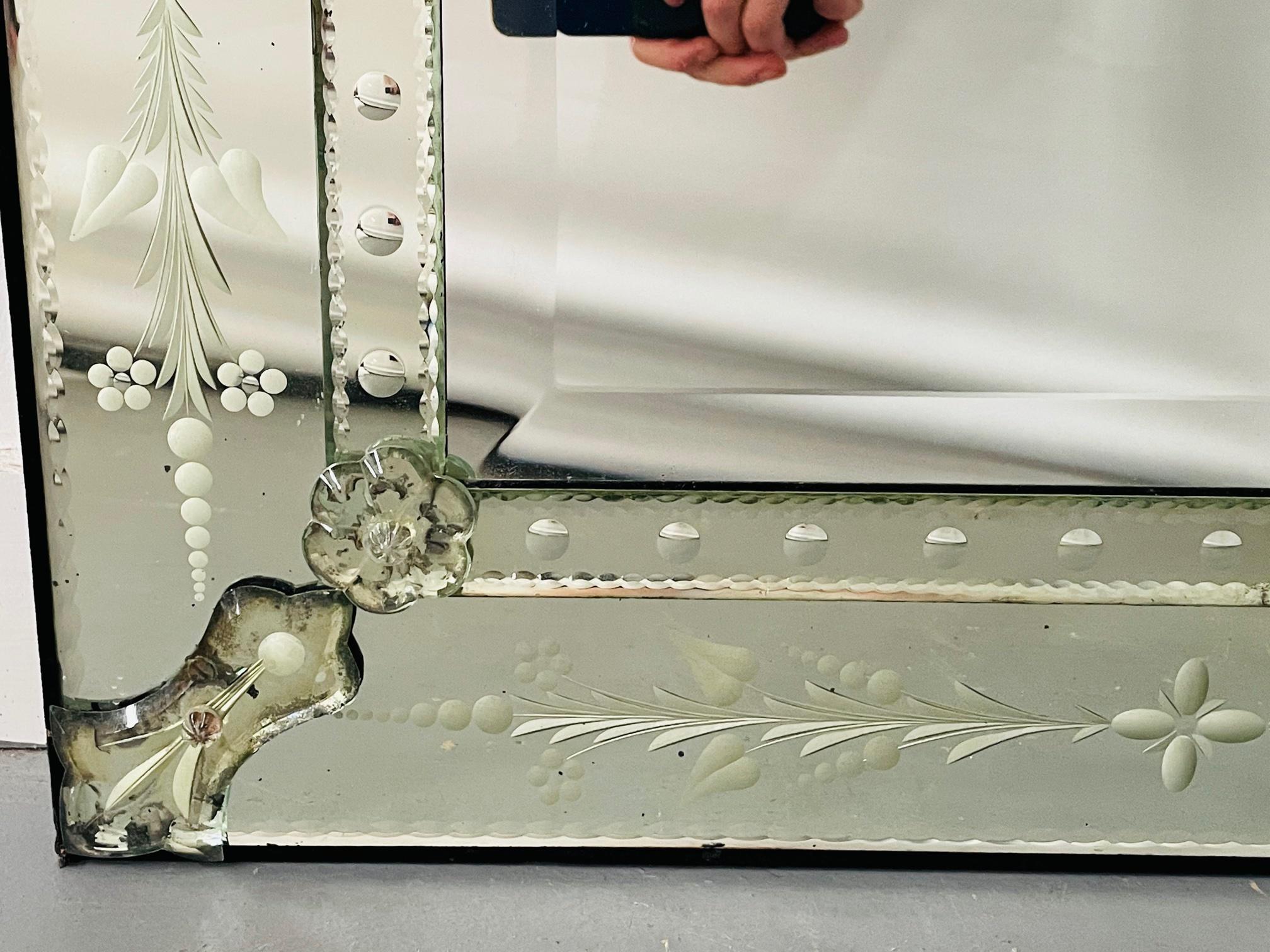 Antique Italian Etched Glass Mirror at 1stDibs antique