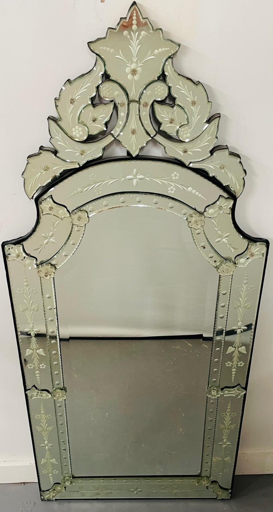 Antique Italian Etched Glass Mirror at 1stDibs antique