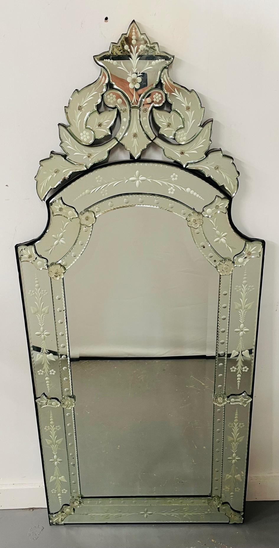 antique etched glass mirror