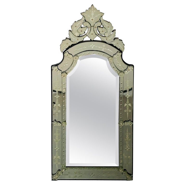 Antique Italian Etched Glass Mirror at 1stDibs