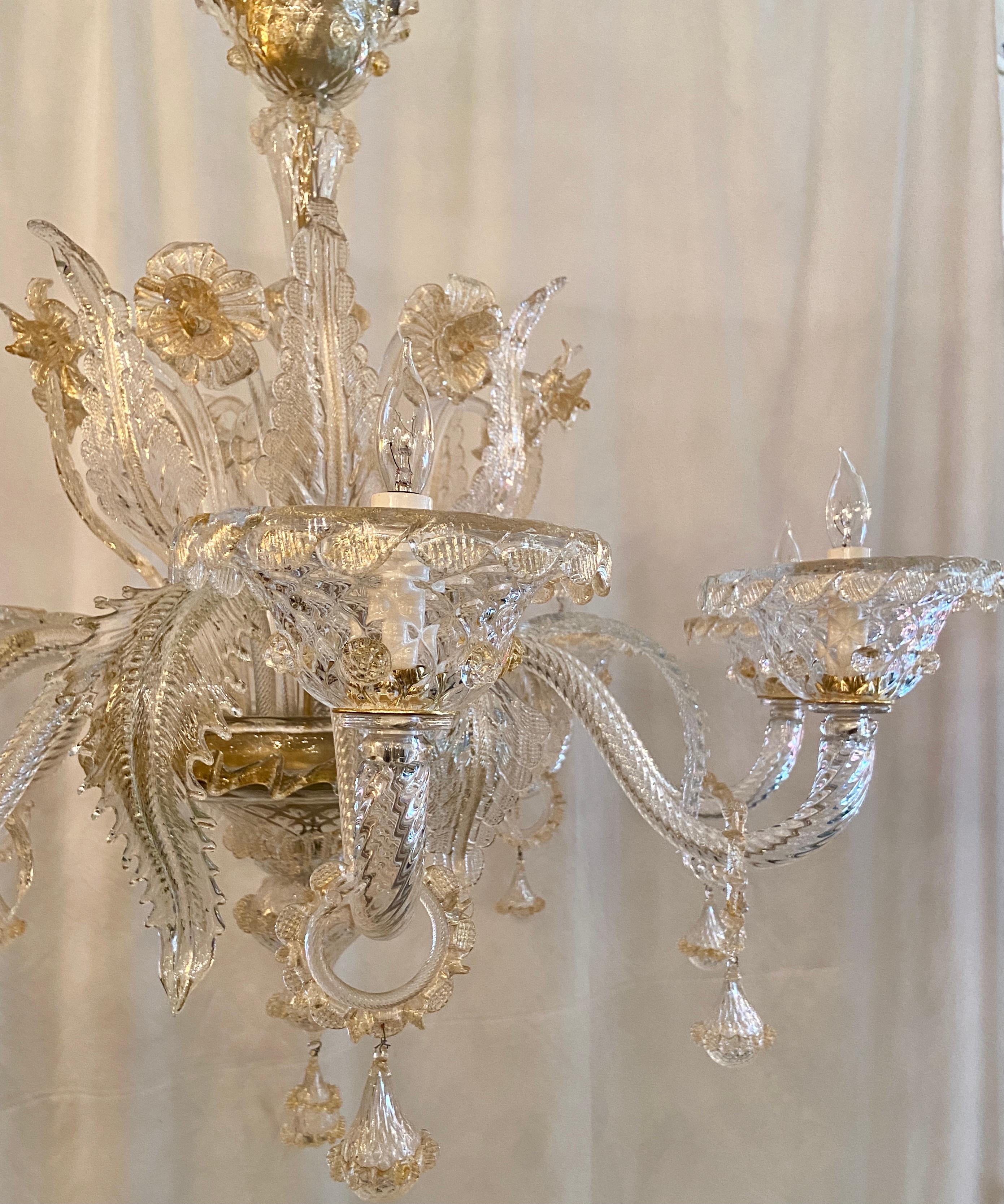Antique Italian Venetian Glass 8-Light Chandelier, Circa 1930s-1940s 2