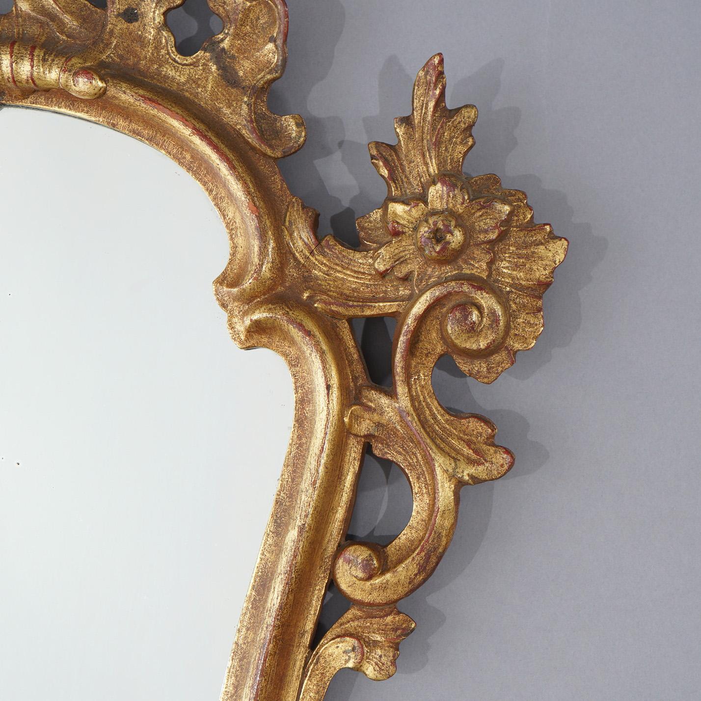 Antique Italian Venetian Gold Giltwood Wall Mirror Circa 1920 1