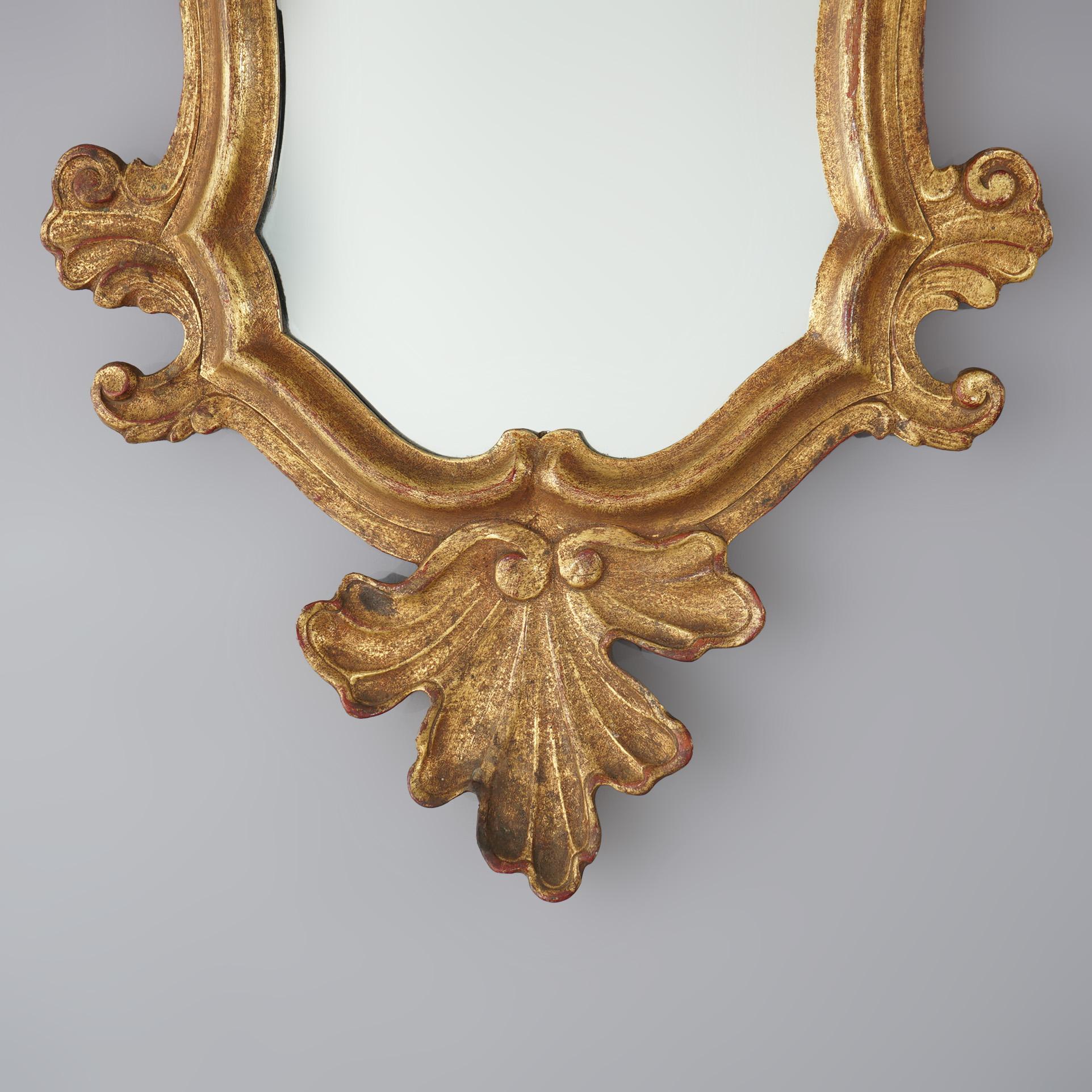 Antique miroir mural vénitien en bois doré, vers 1920 en vente 1