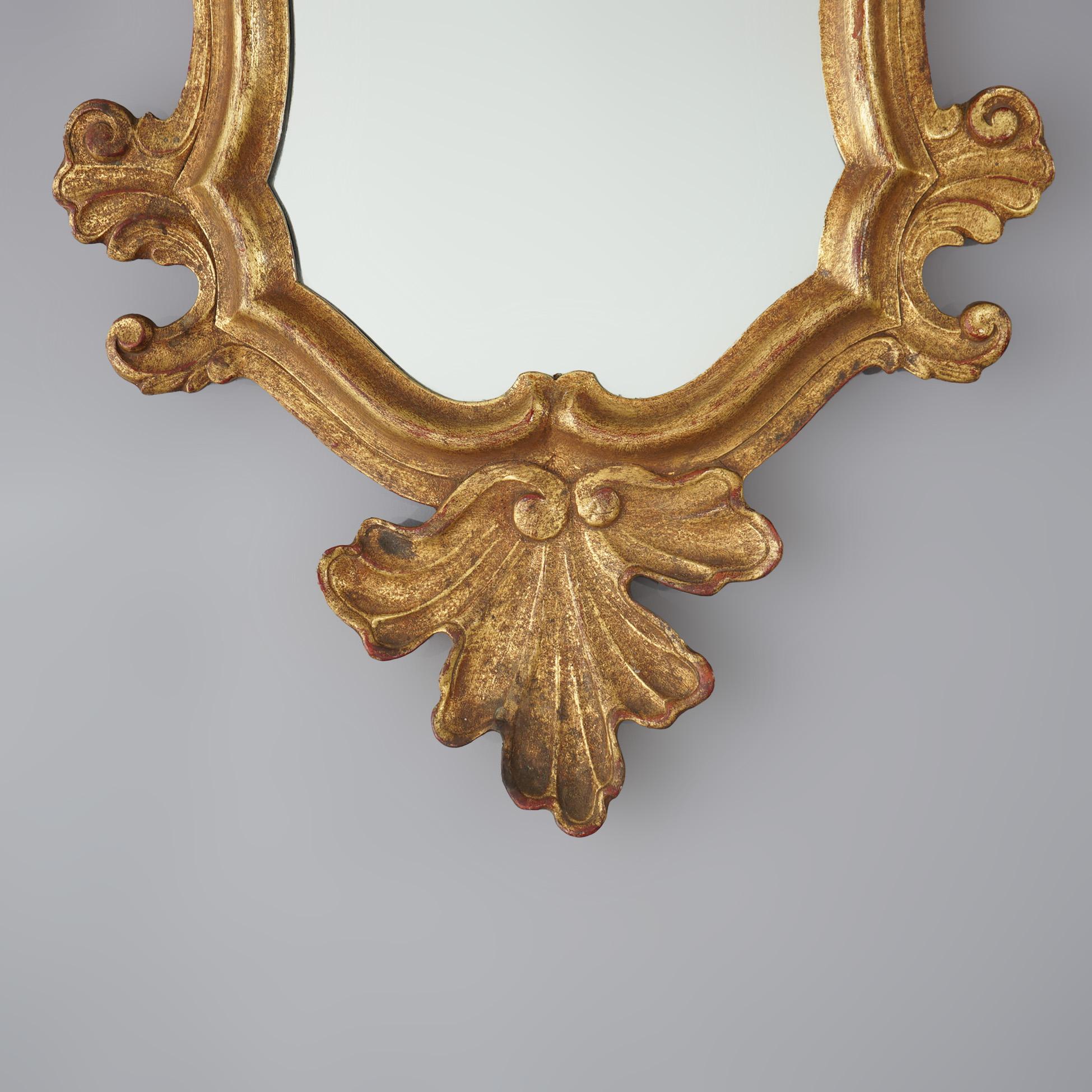 Antique miroir mural vénitien en bois doré, vers 1920 en vente 2