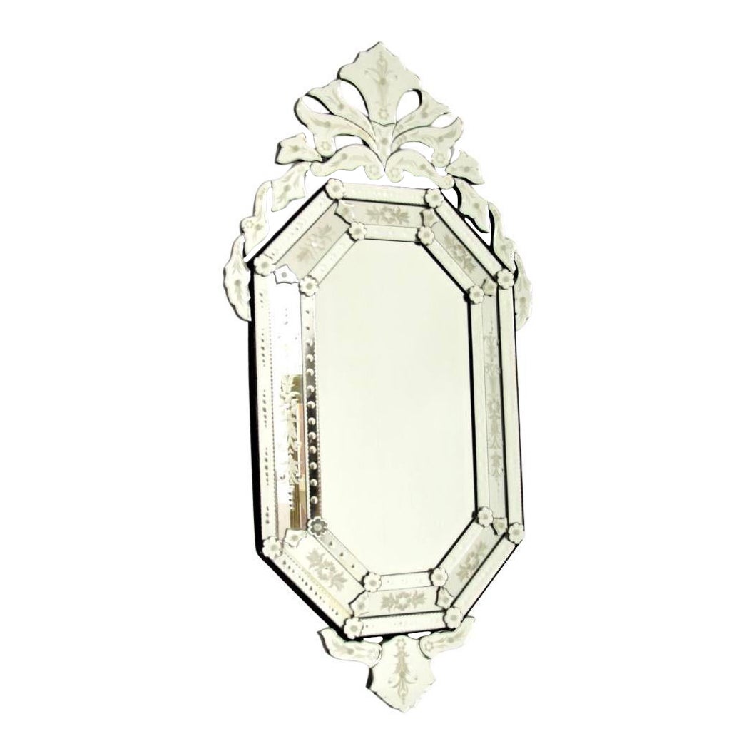 Antique miroir en verre vénitien italien de Murano
