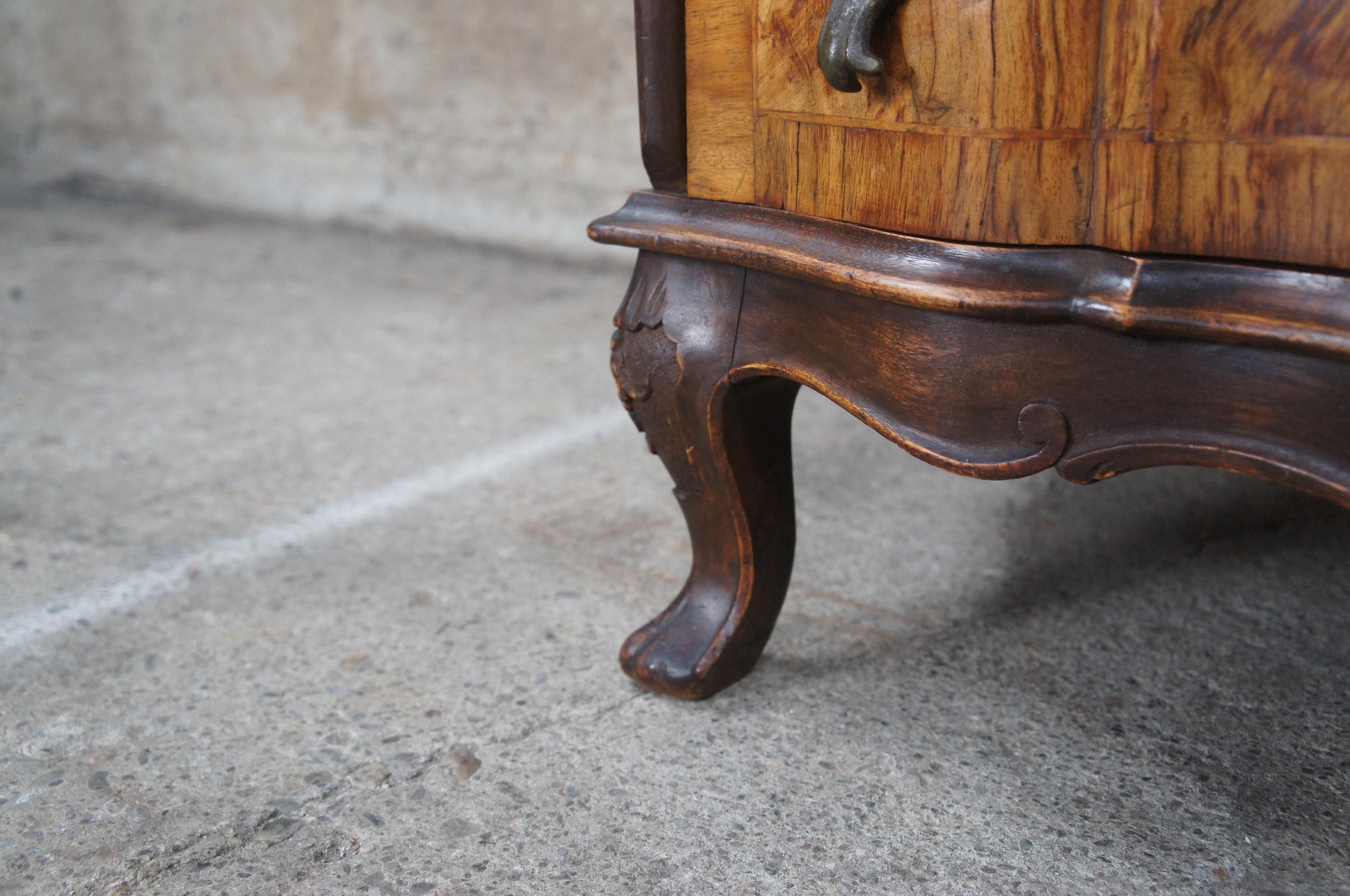 Antique Italian Venetian Olive Burl Serpentine Secretary Slant Desk Bureau Chest For Sale 4