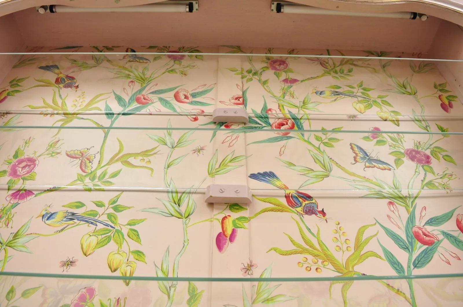 Antigua vitrina de porcelana veneciana italiana pintada de rosa Chinoiserie 4